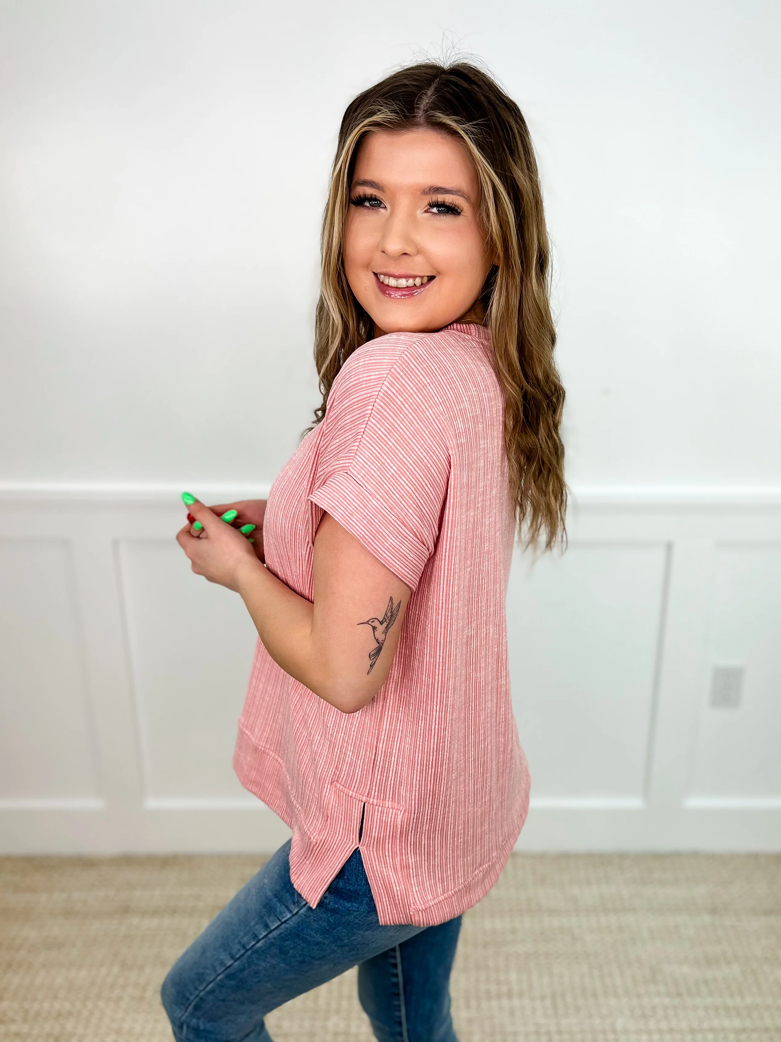 No Bad Days Ribbed Short Sleeve Avery Mae Top - 3 colors! - Image 4