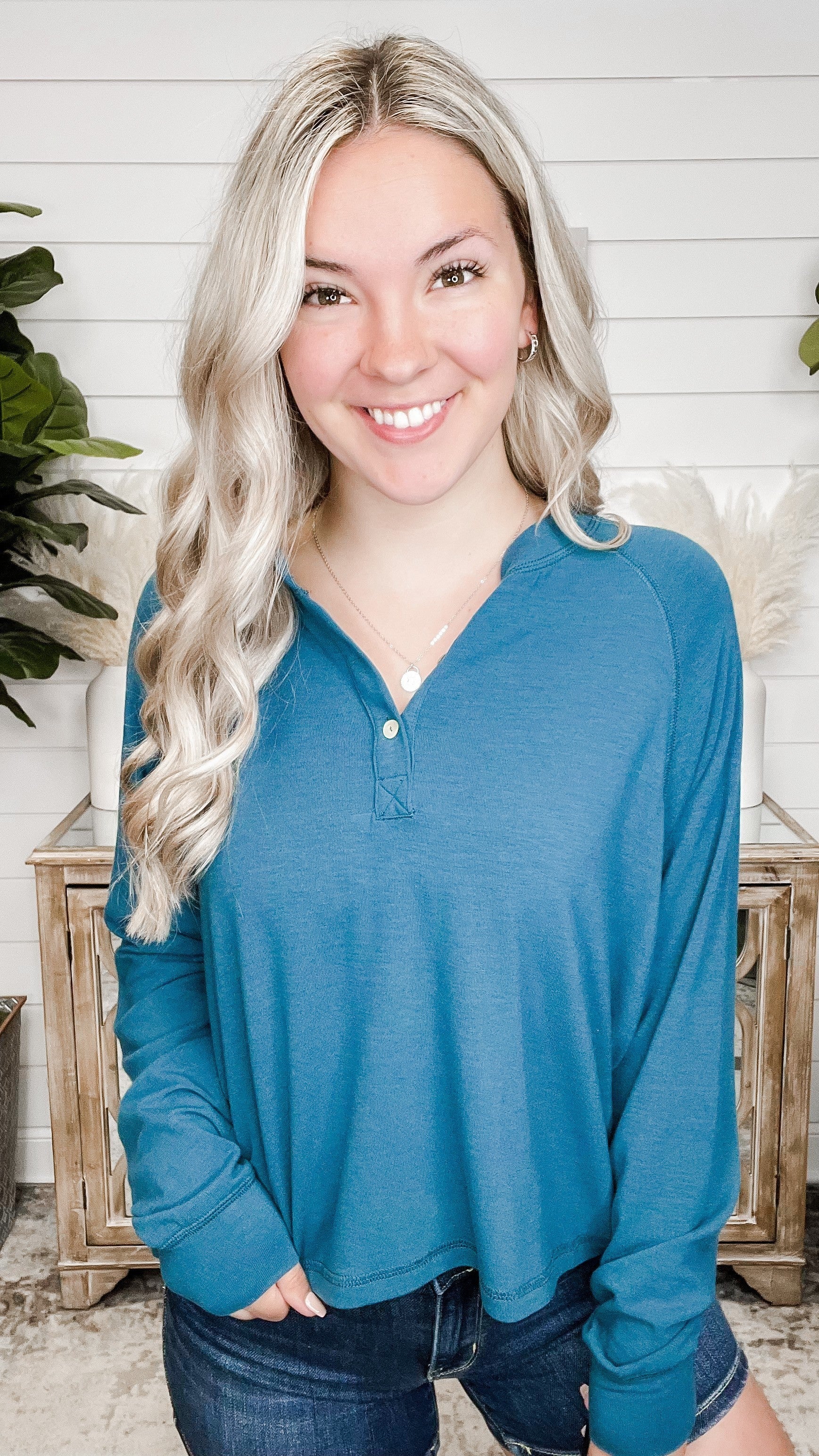 No Complaints Wishlist Teal Cropped Top