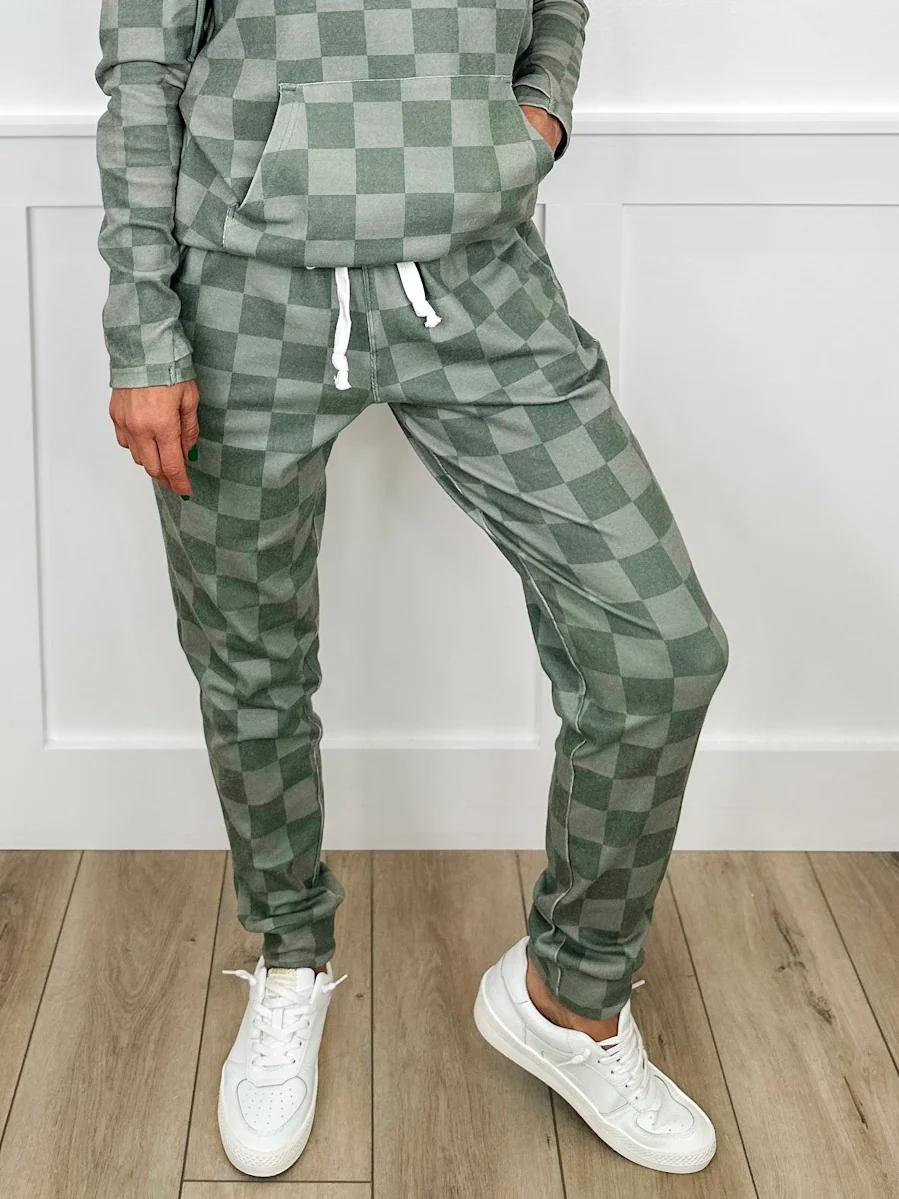 No Overthinking High-Rise Cotton Blend Green Avery Mae Joggers