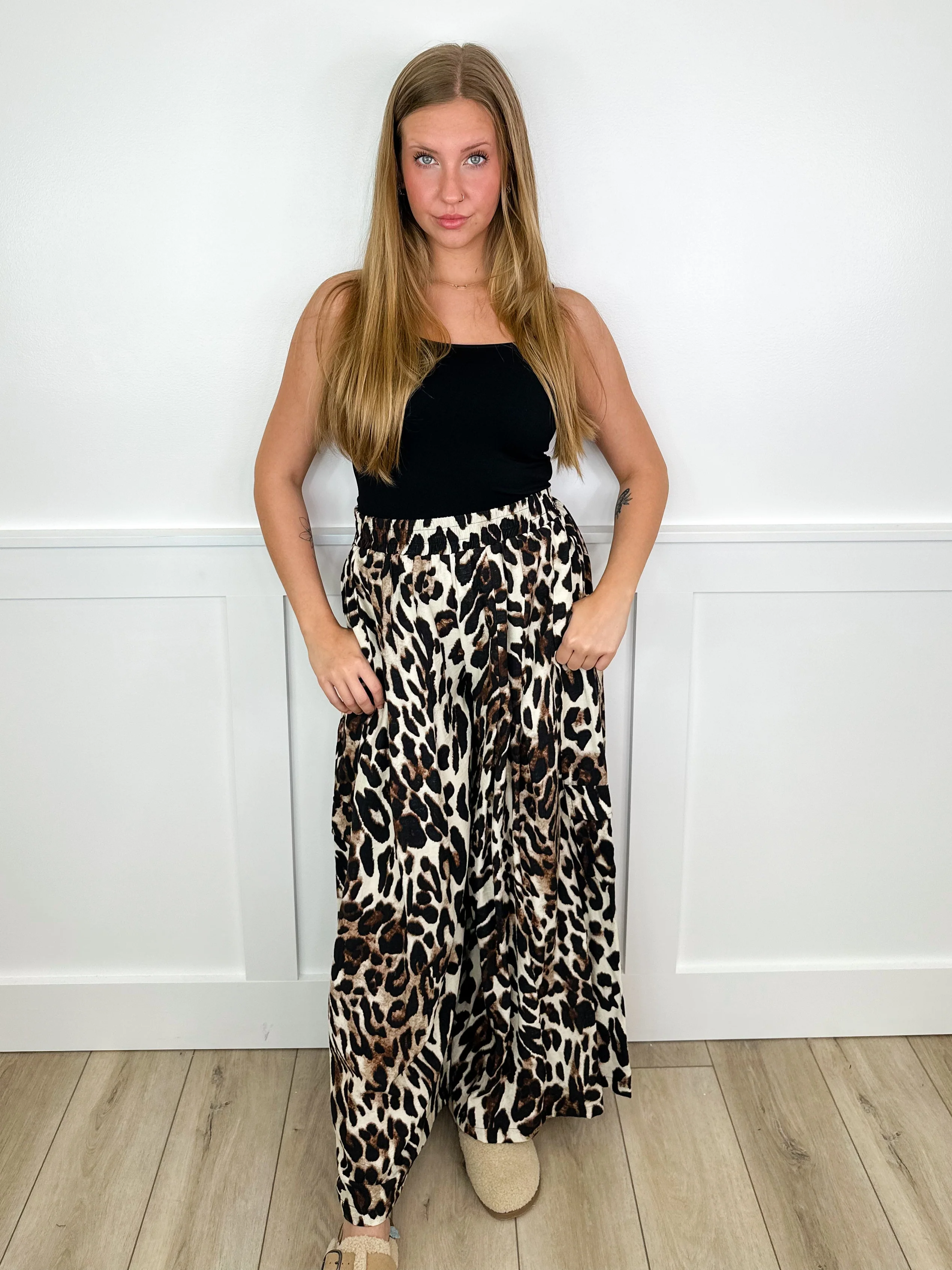 No Questions Asked High-Rise Rayon Blend Wide Leg Cream Bottoms