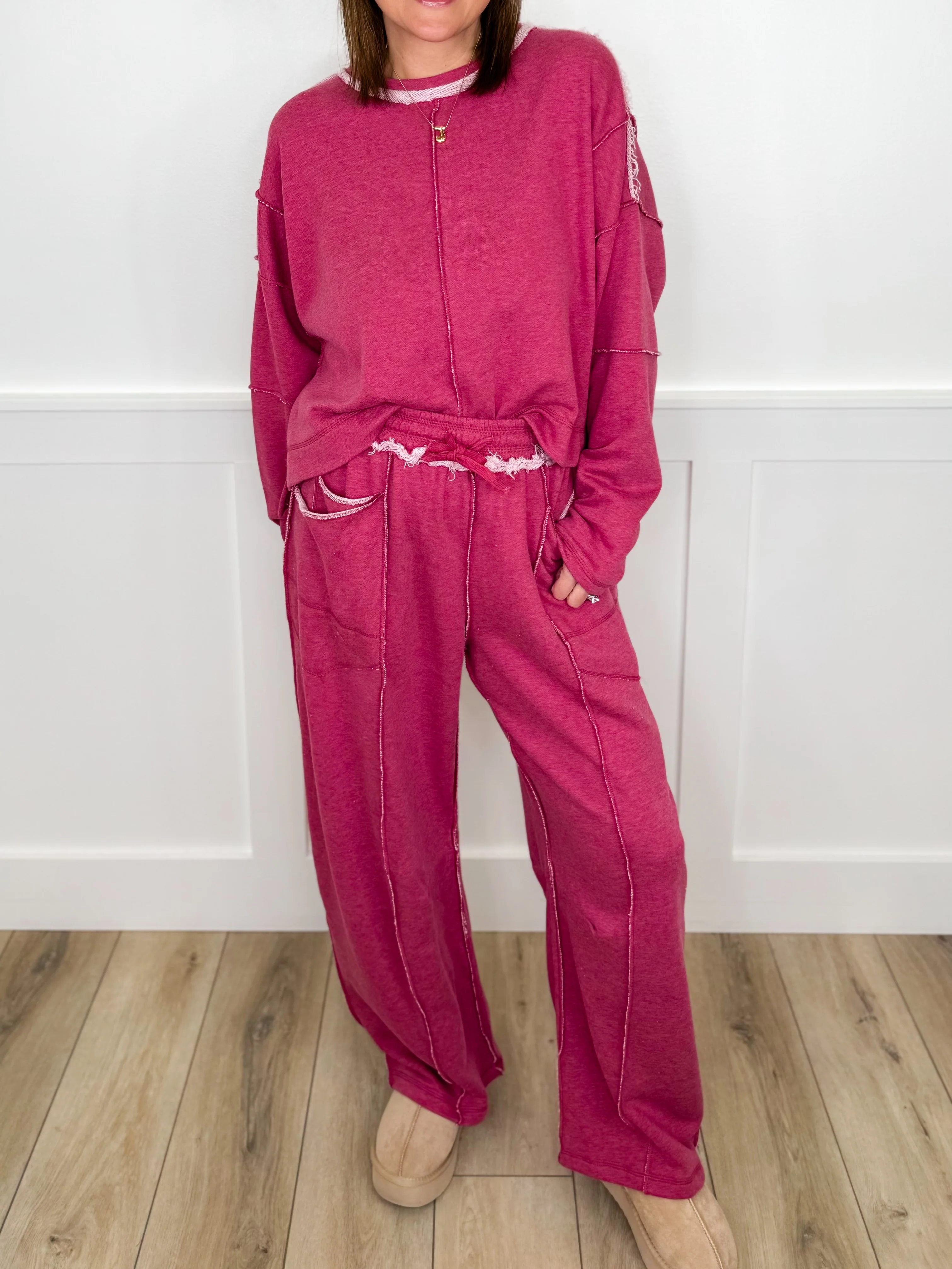 Not Thinking About You High-Rise Cotton Blend Wide Leg Set