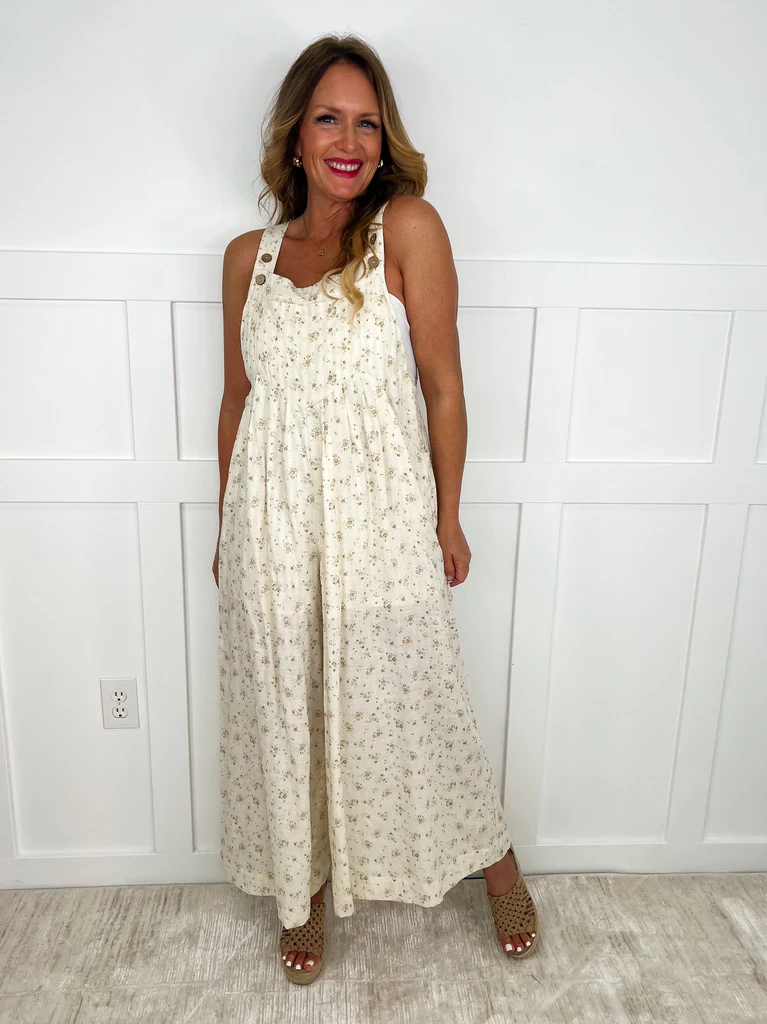 Nothing Else Matters Cotton Blend Cream Avery Mae Overalls