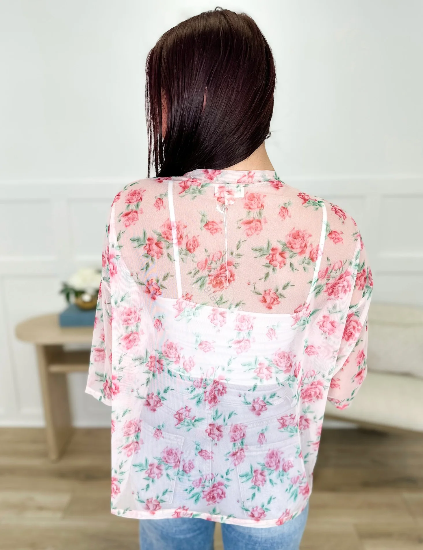 Nothing to Hide Sheer Mesh Short Sleeve Pink Avery Mae Top - Image 2