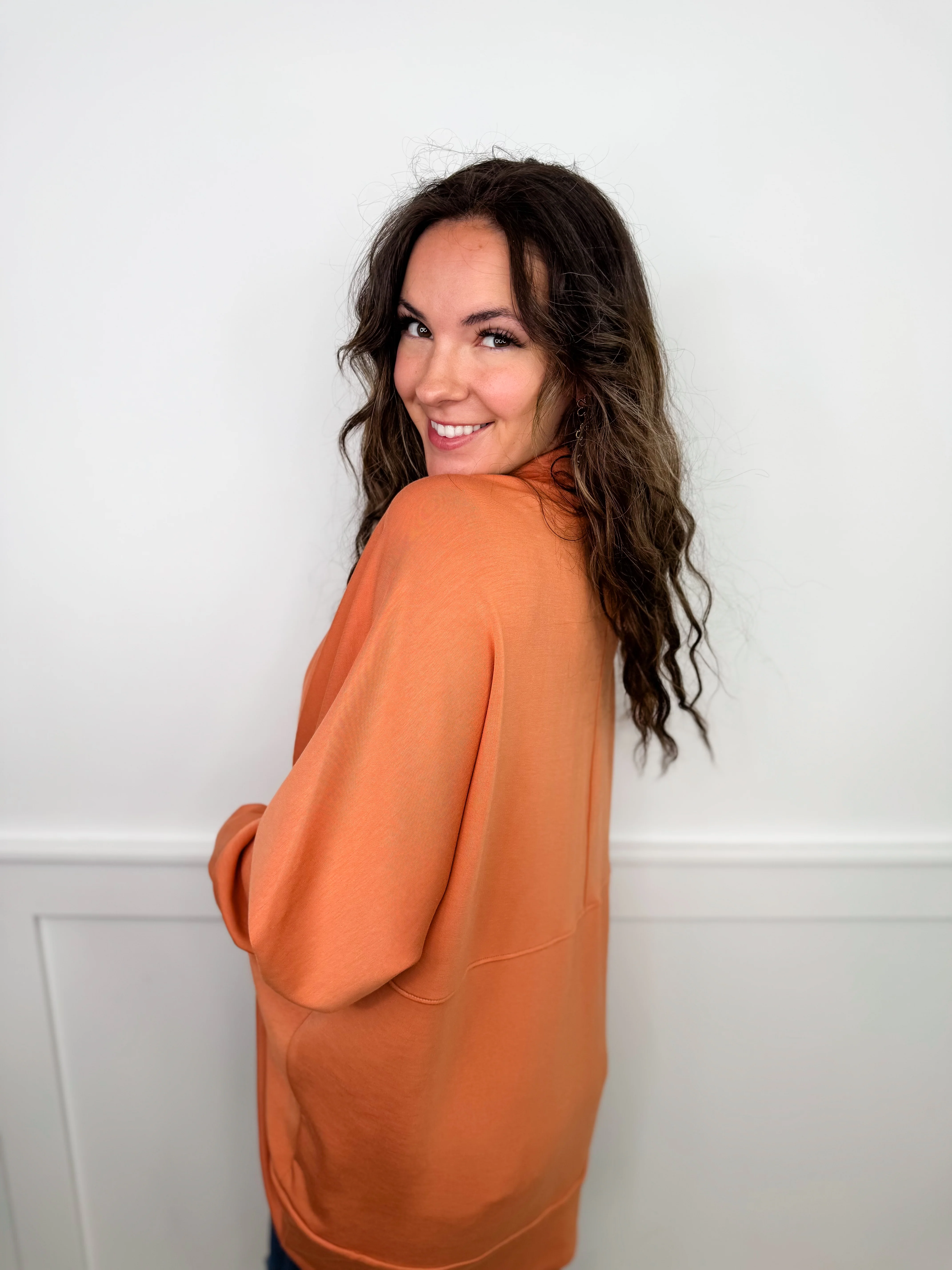 On Your Level Long Sleeve Orange Avery Mae Cardigan - Image 2