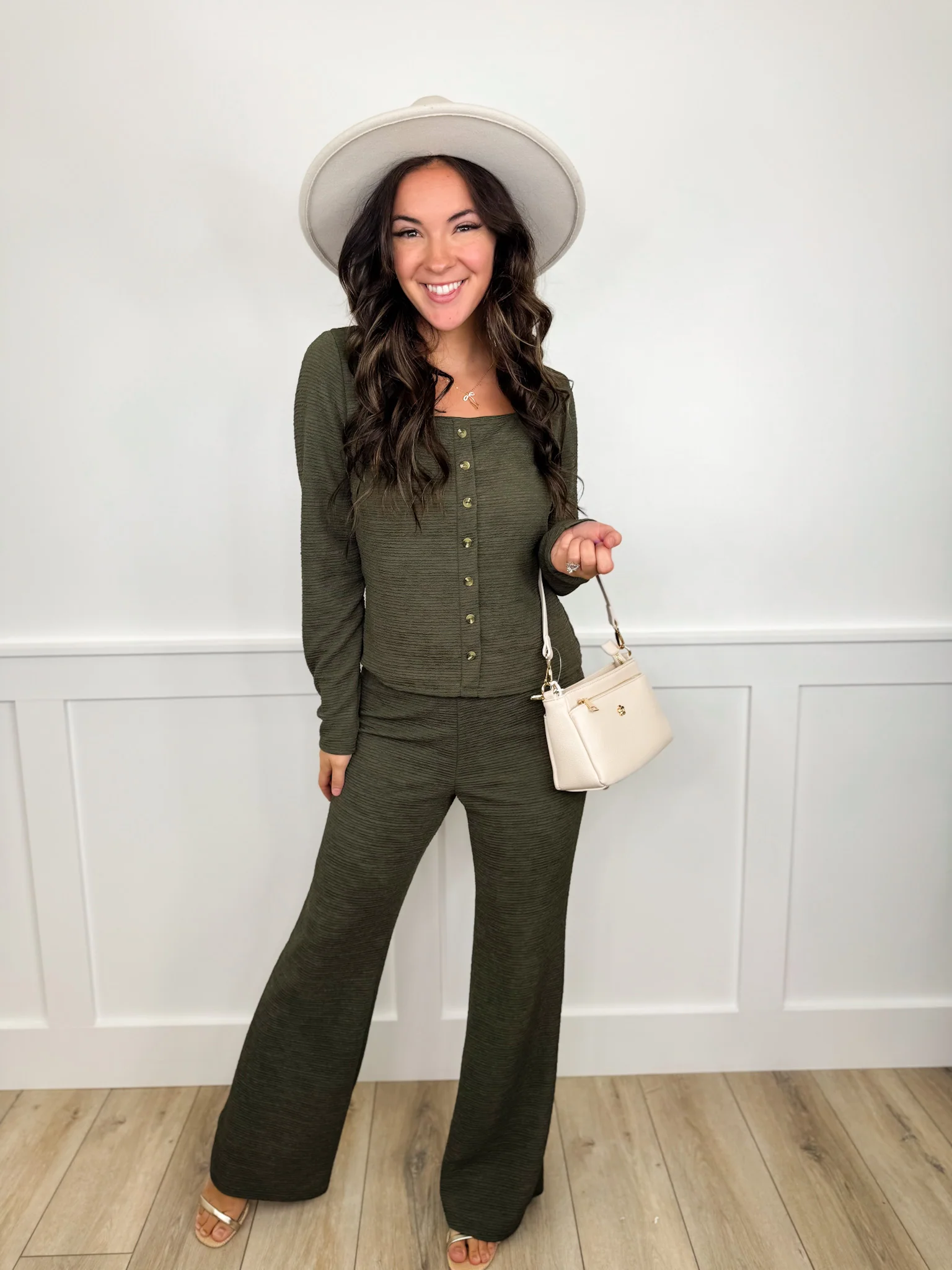 Out of Nowhere High-Rise Flare Green Avery Mae Set