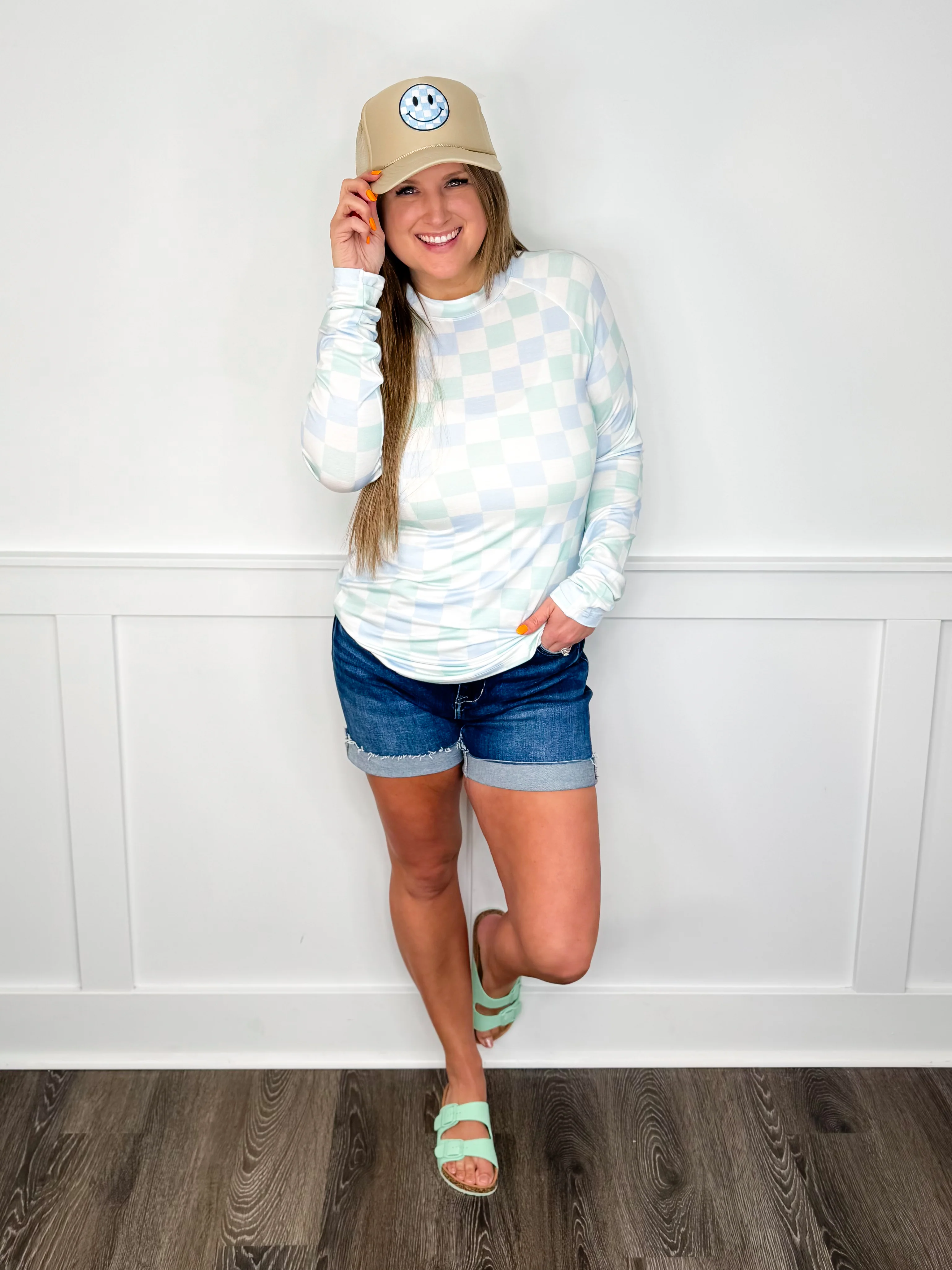 Over My Head Rayon Blend Long Sleeve Checkered Avery Mae Top - 3 colors! - Image 5