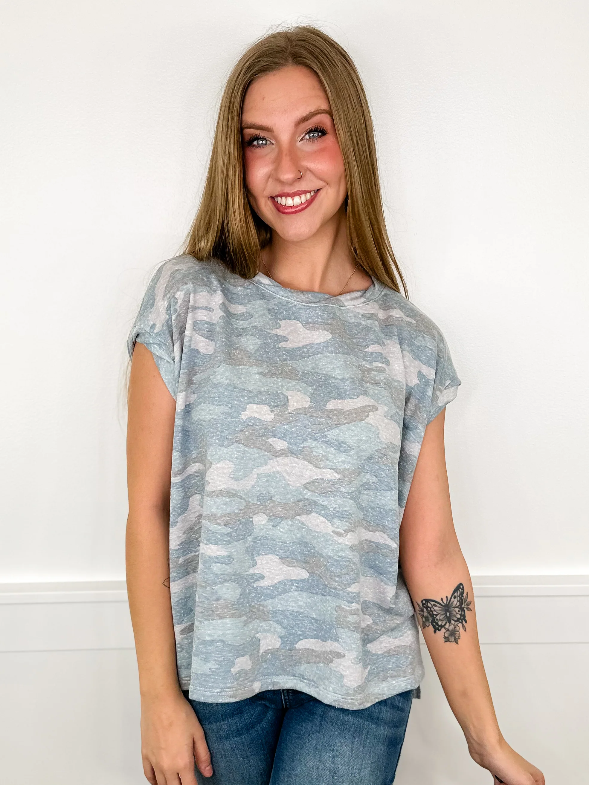 Passing Through Short Sleeve Camo Avery Mae Top - 3 colors! - Image 2