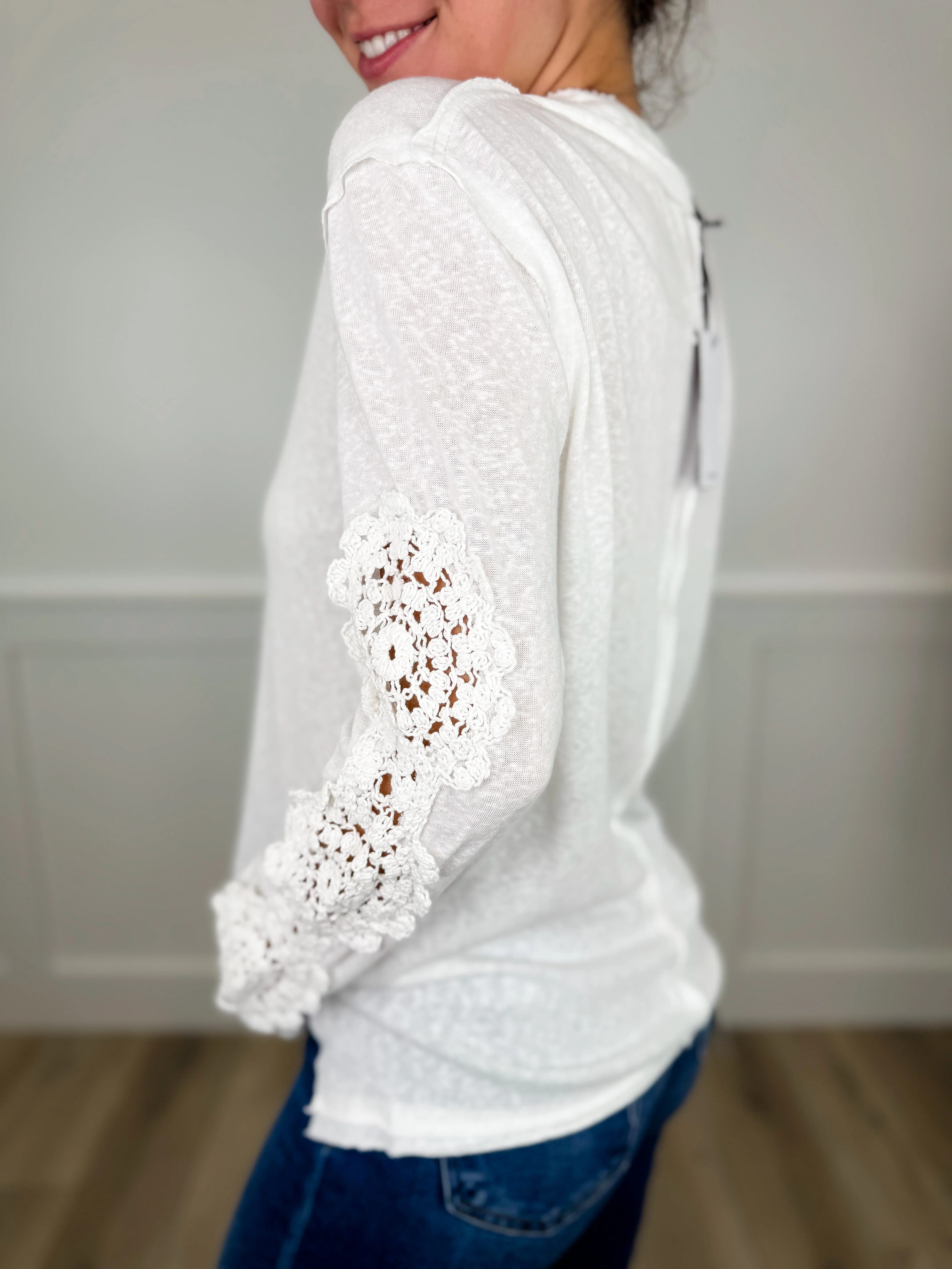 Pick Me Up Cotton Blend Long Sleeve White Avery Mae Top - Image 2