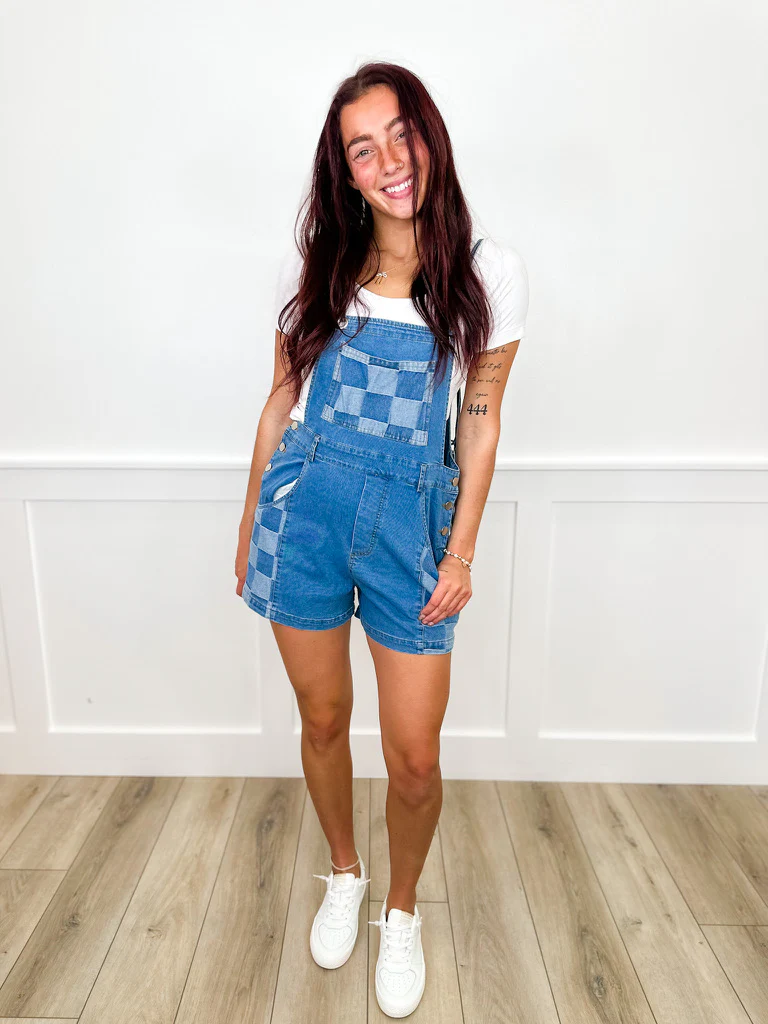 Pin-Up Pit Stop Cotton Blend Medium Wash Avery Mae Romper - Image 3