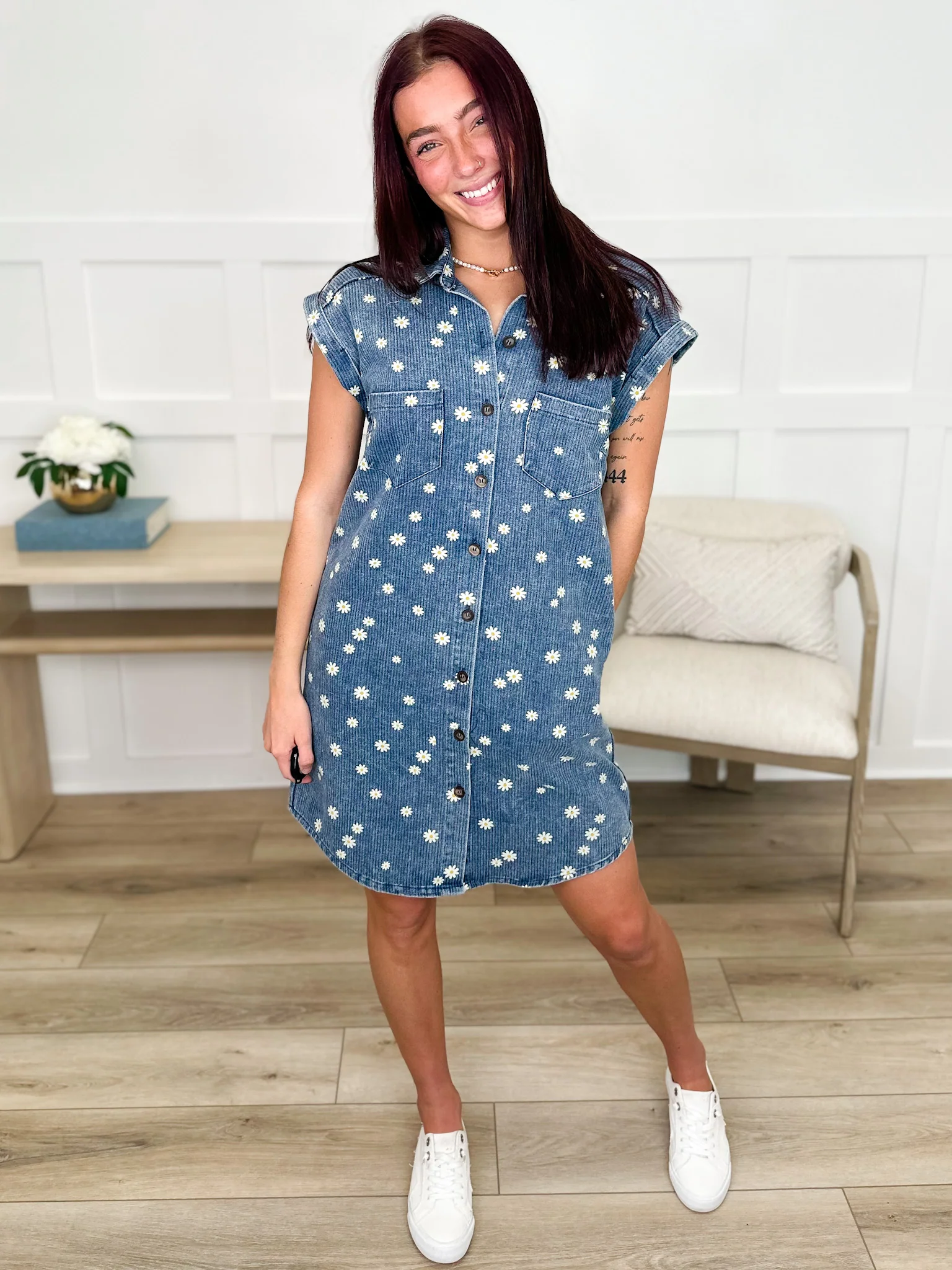 Planned on it Cotton Blend Medium Wash Avery Mae Dress - Image 3
