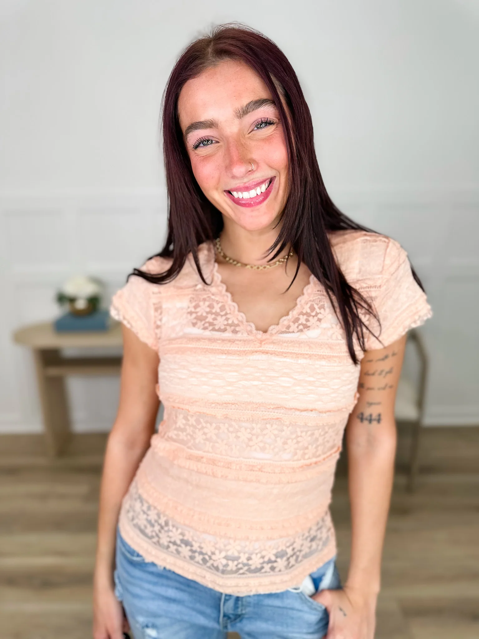 POL Remember Everything Lace Short Sleeve Top - Multiple Colors - Image 3