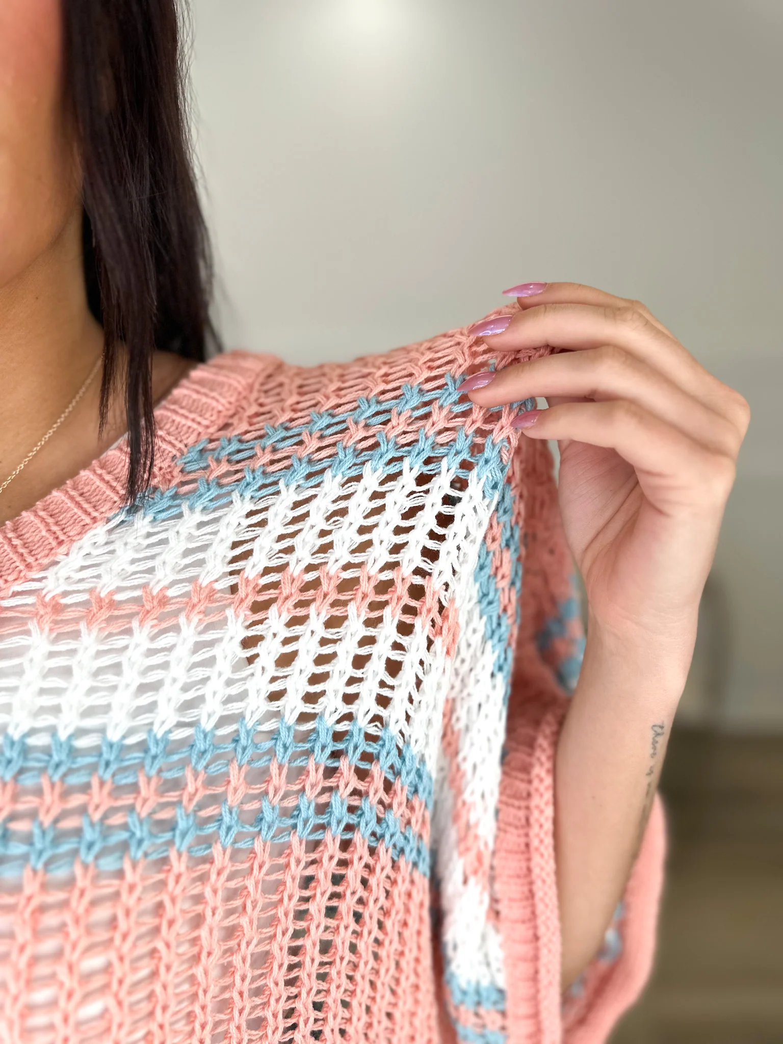 POL Rule the World Cotton Blend Short Sleeve Sweater Top - Image 3