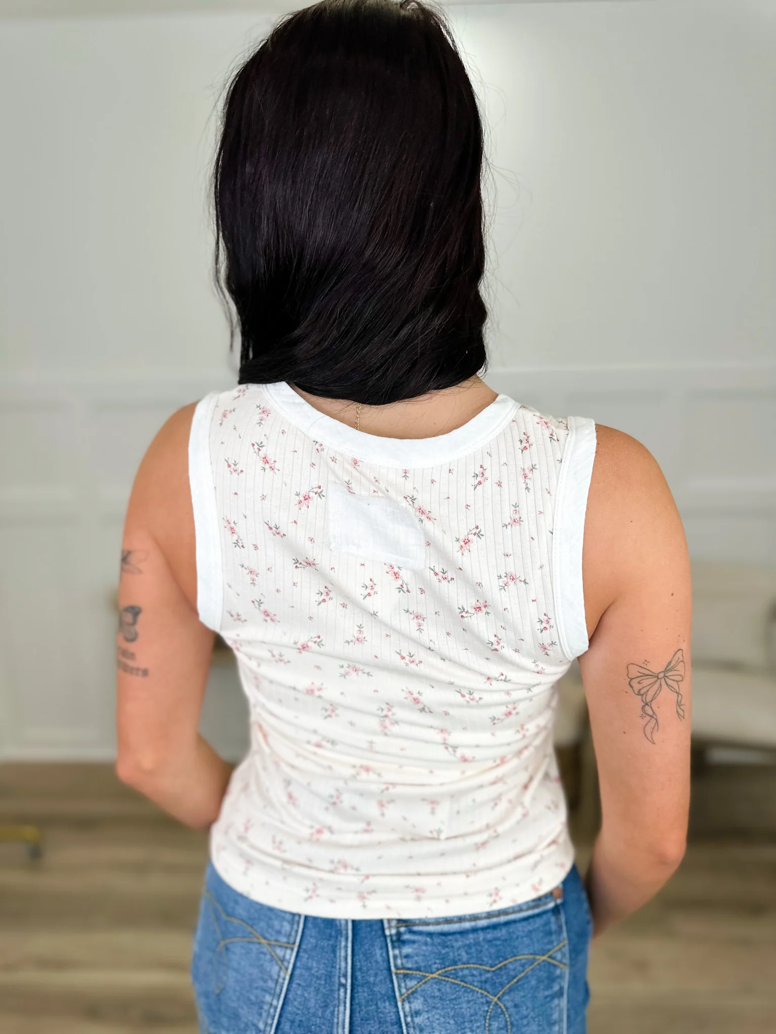 POL Waiting By the Phone Rayon Blend Cream Tank Top - Image 2