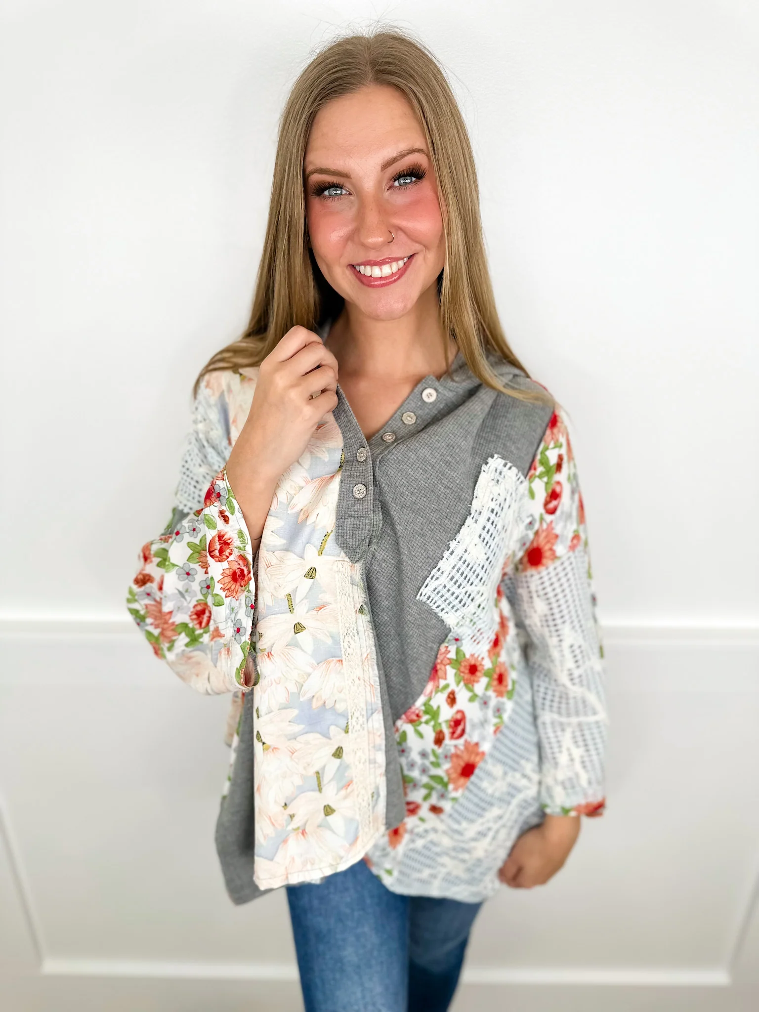 POL Where Should I Go Cotton Blend 3/4 Sleeve Hooded Top - 2 colors!