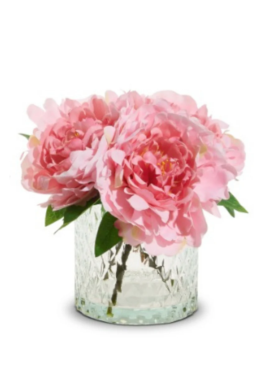 Pretty Peony in Glass Vase Decor