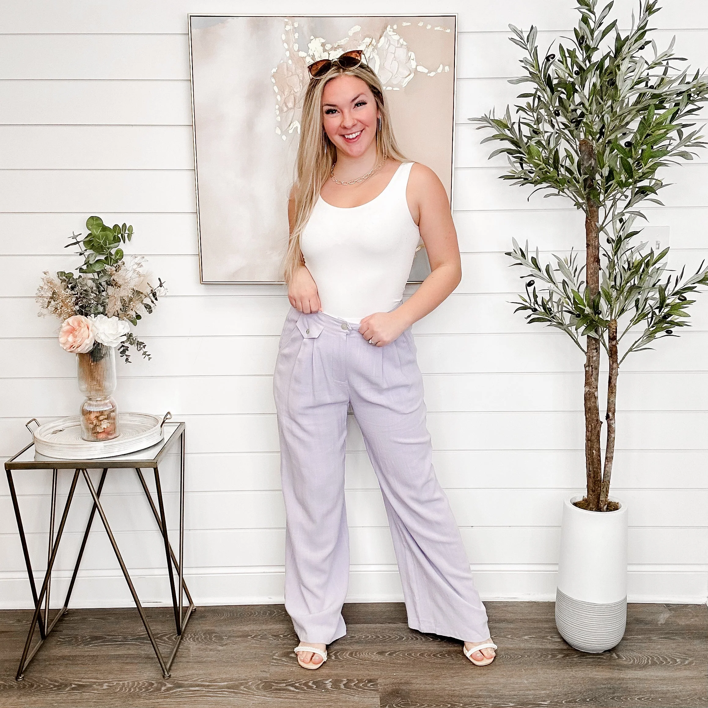 Prove Me Wrong High-Rise Cotton Blend Periwinkle Avery Mae Bottoms