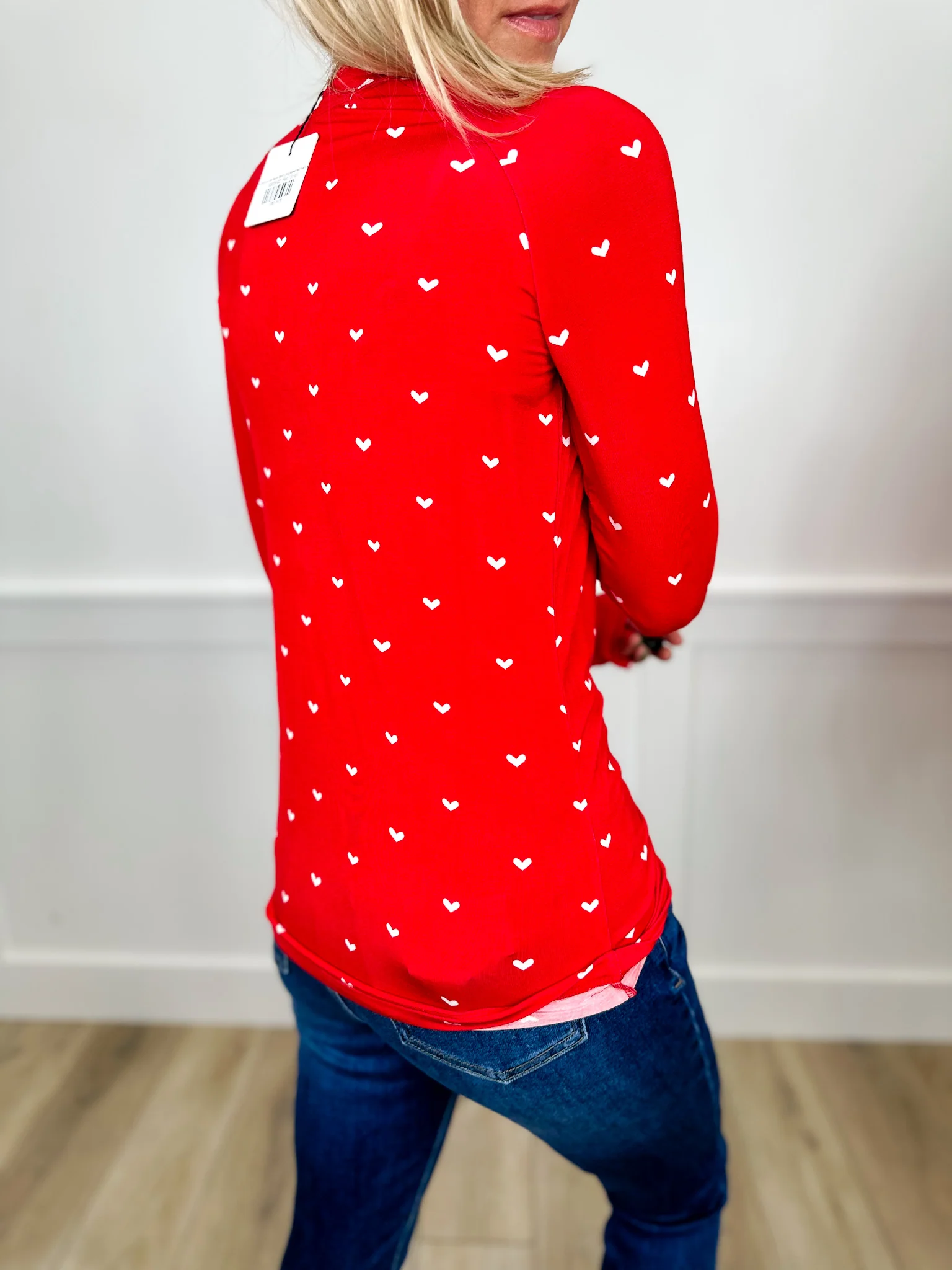 Quiet Kind of Love Rayon Blend Long Sleeve Red Avery Mae Top - Image 2