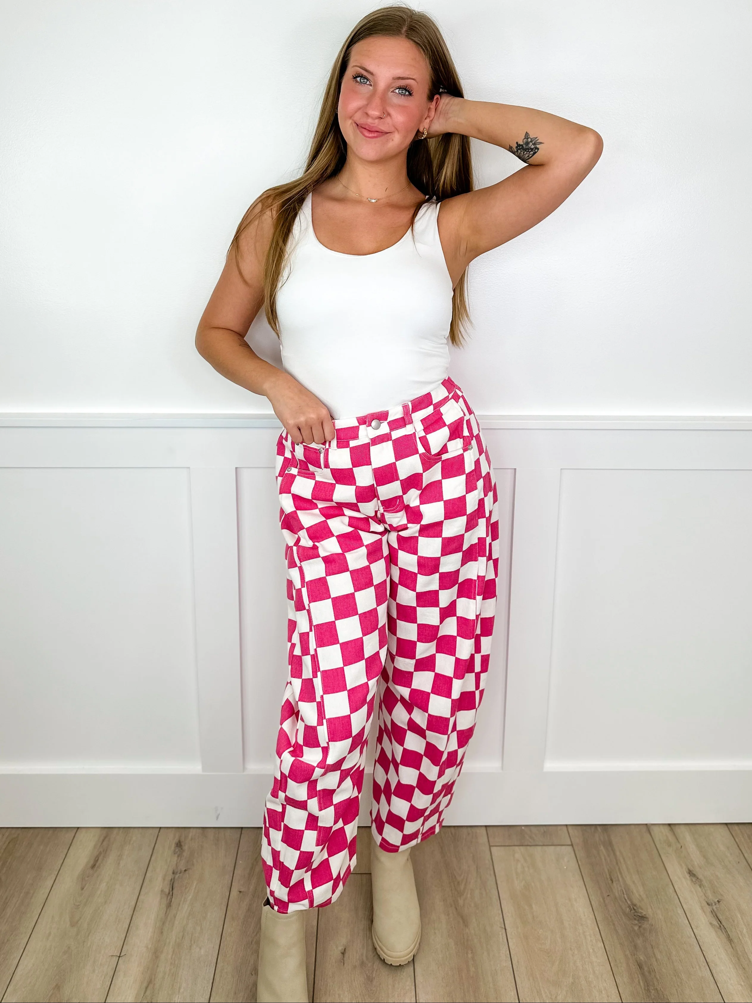 Racing Through High-Rise Cotton Blend Barrel Leg Avery Mae Bottoms - 4 colors! - Image 6