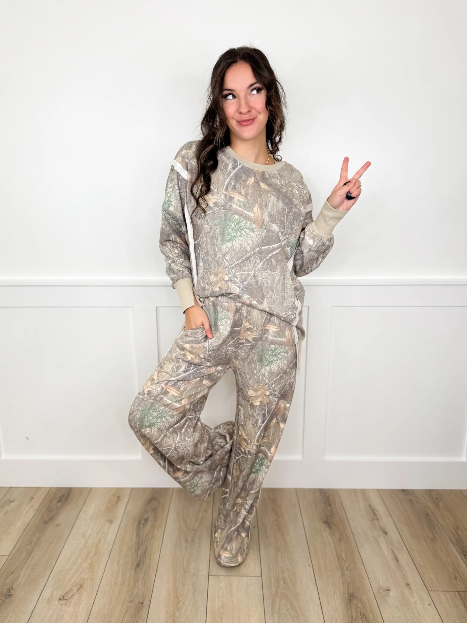 Ready to Go Long Sleeve Camo Avery Mae Weekender Top - Image 2