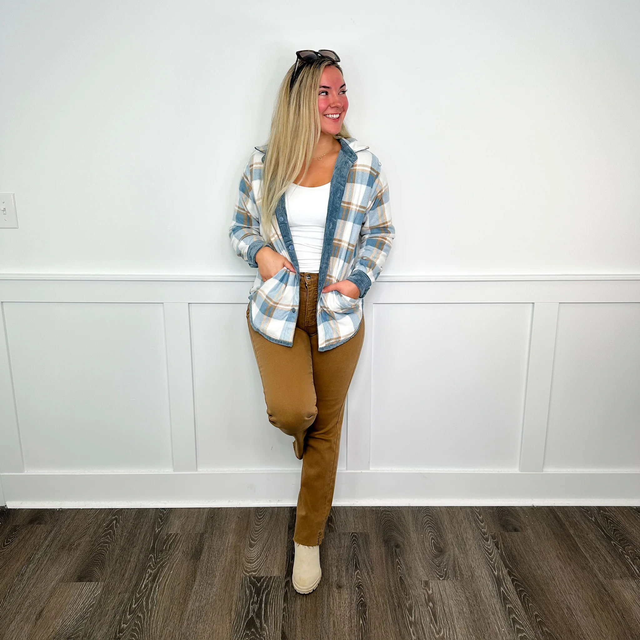 Risen Belle High-Rise Raw Hem Straight Leg Brown Jeans - Image 2