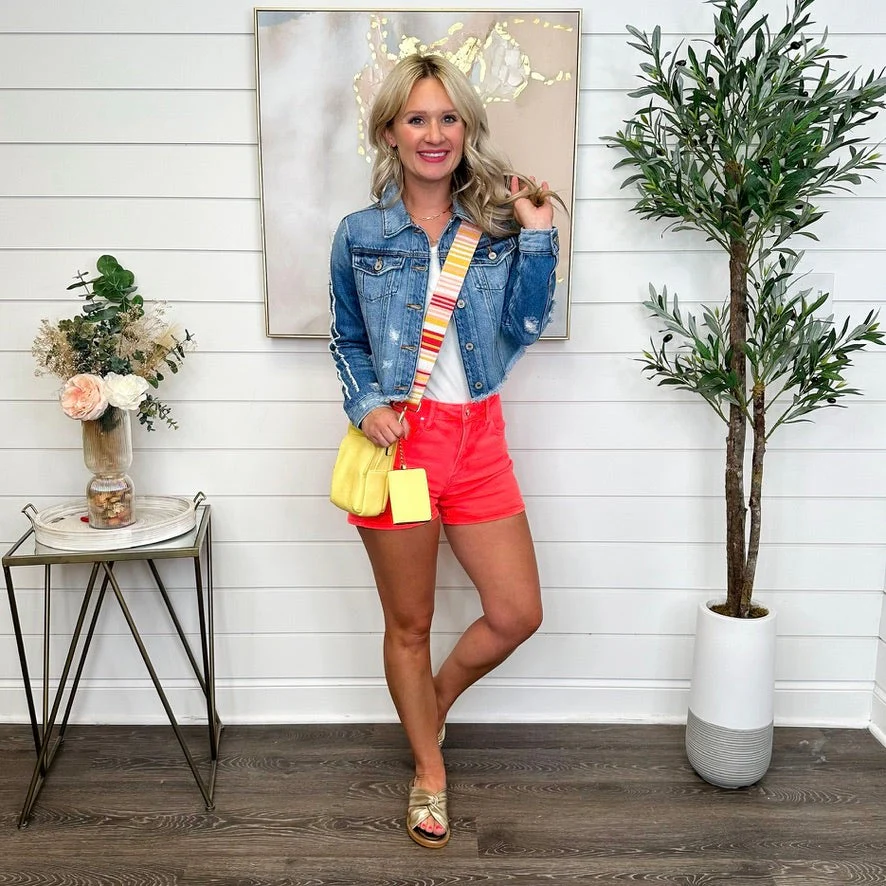 Risen Bria High-Rise Coral Shorts - Image 4