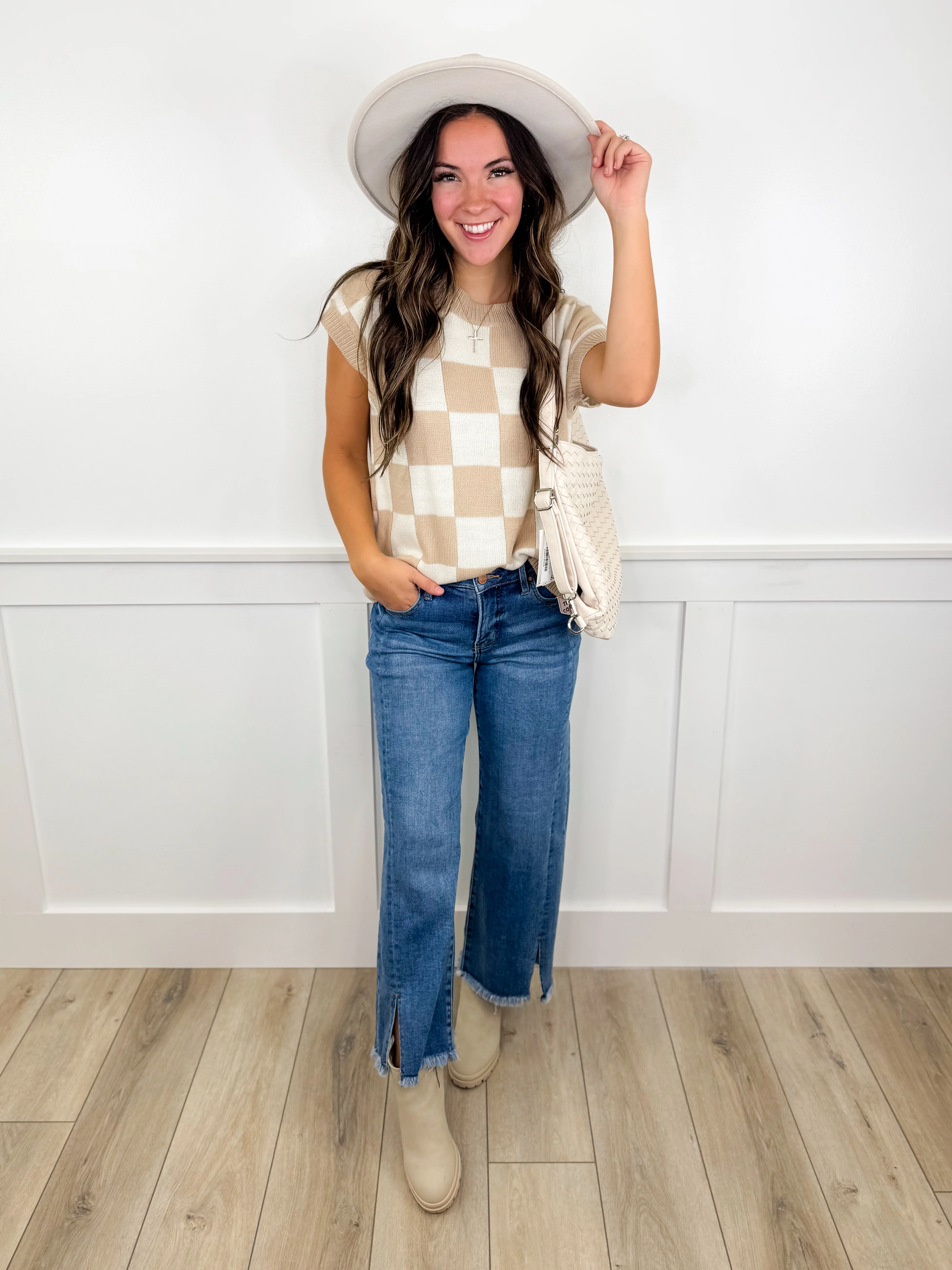 Check Me in Knit Short Sleeve Avery Mae Sweater Top - 2 colors! - Image 2