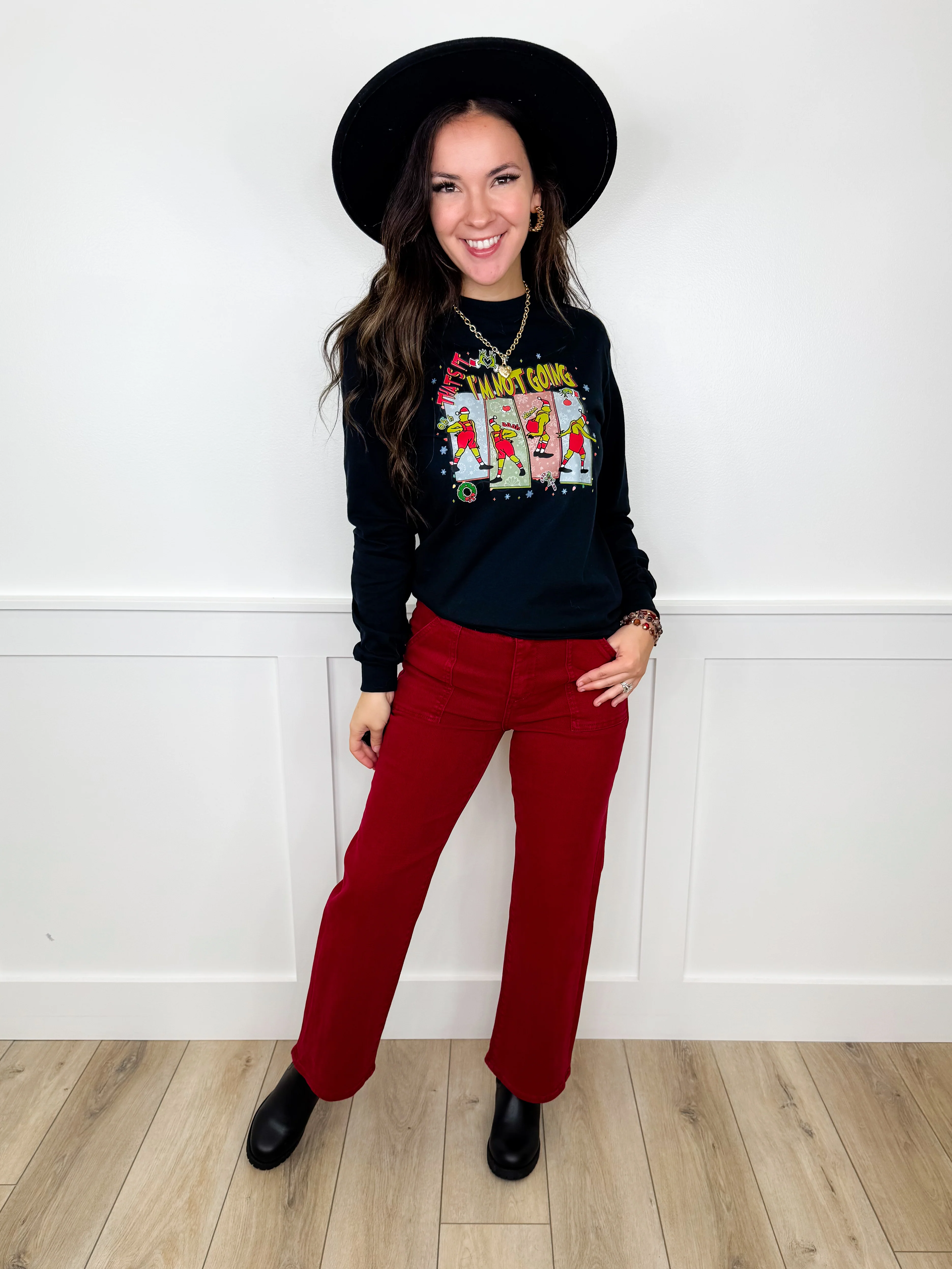 Risen Faith High-Rise Ankle Flare Wine Jeans - Image 5