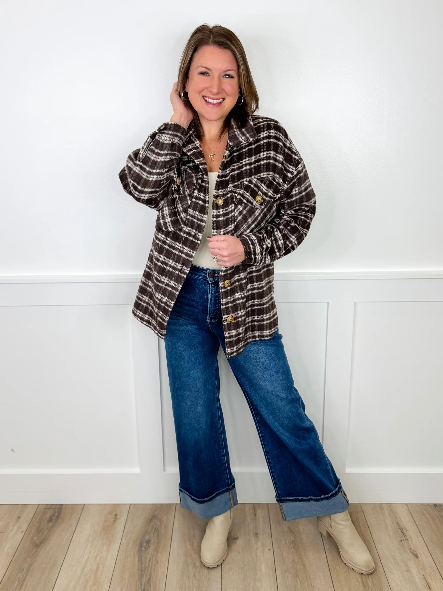 Risen Jolie Tummy Control Wide Leg Jeans - Dark Wash (Non-Distressed) - Image 5