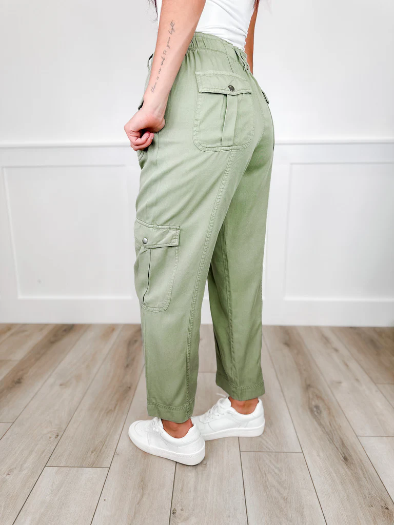 Risen Lizzie High-Rise Relaxed Fit Bottoms - Green (Cargo, Double Button, Non-Distressed) - Image 2