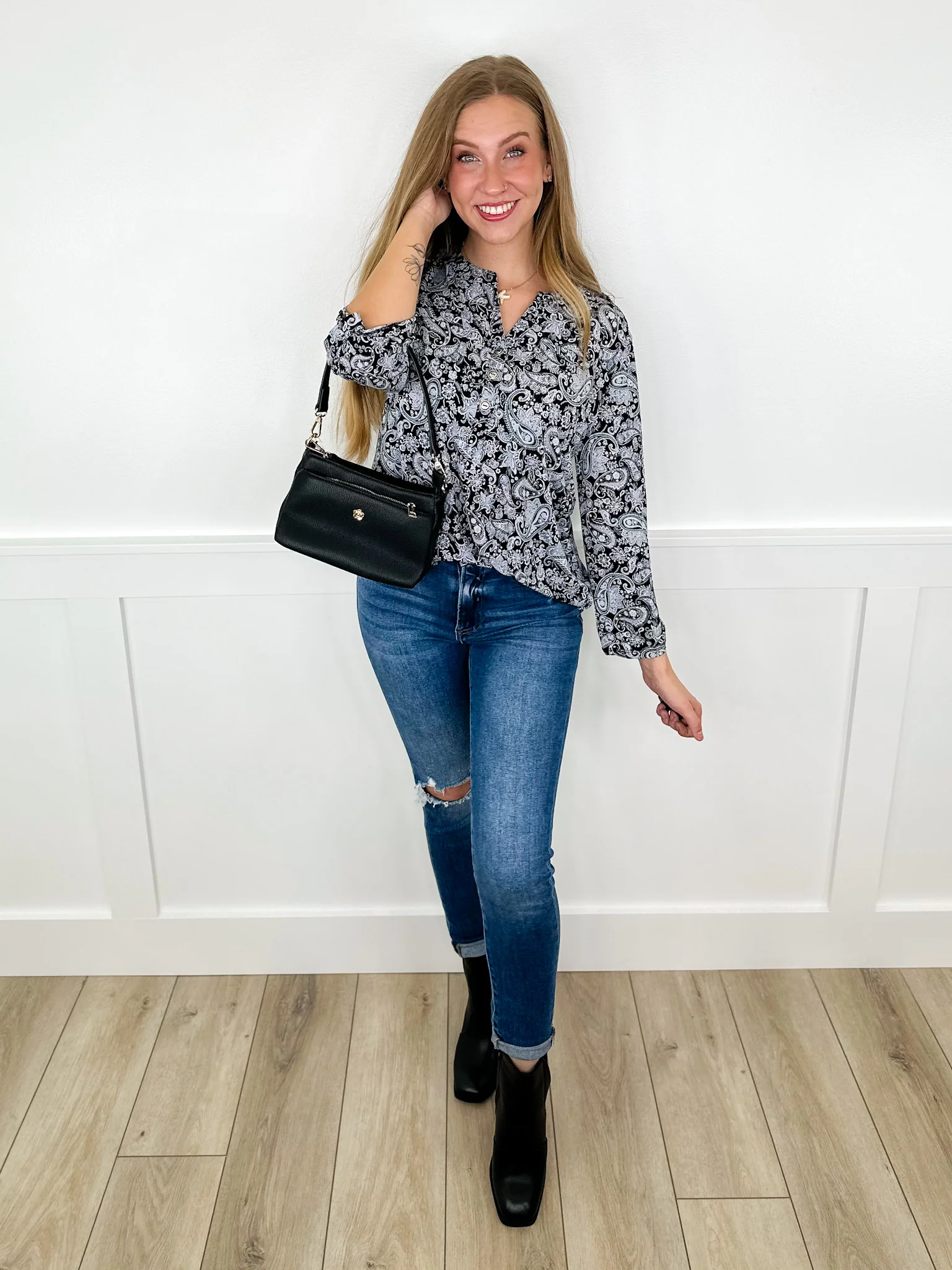 Risen Molly Distressed High-Rise Skinny Dark Wash Jeans - Image 14