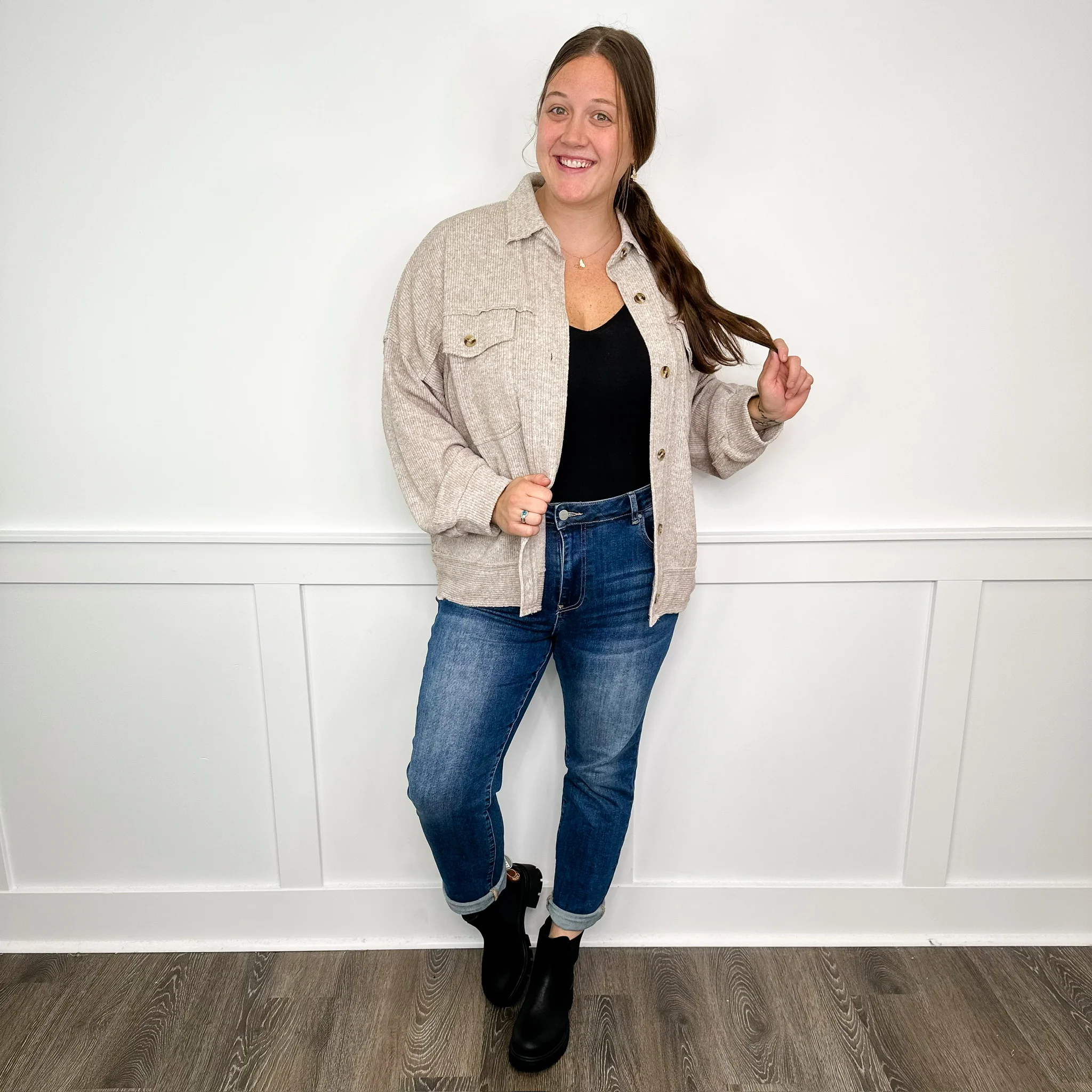 Risen Trinity Mid-Rise Skinny Dark Wash Blue Jeans - Image 3