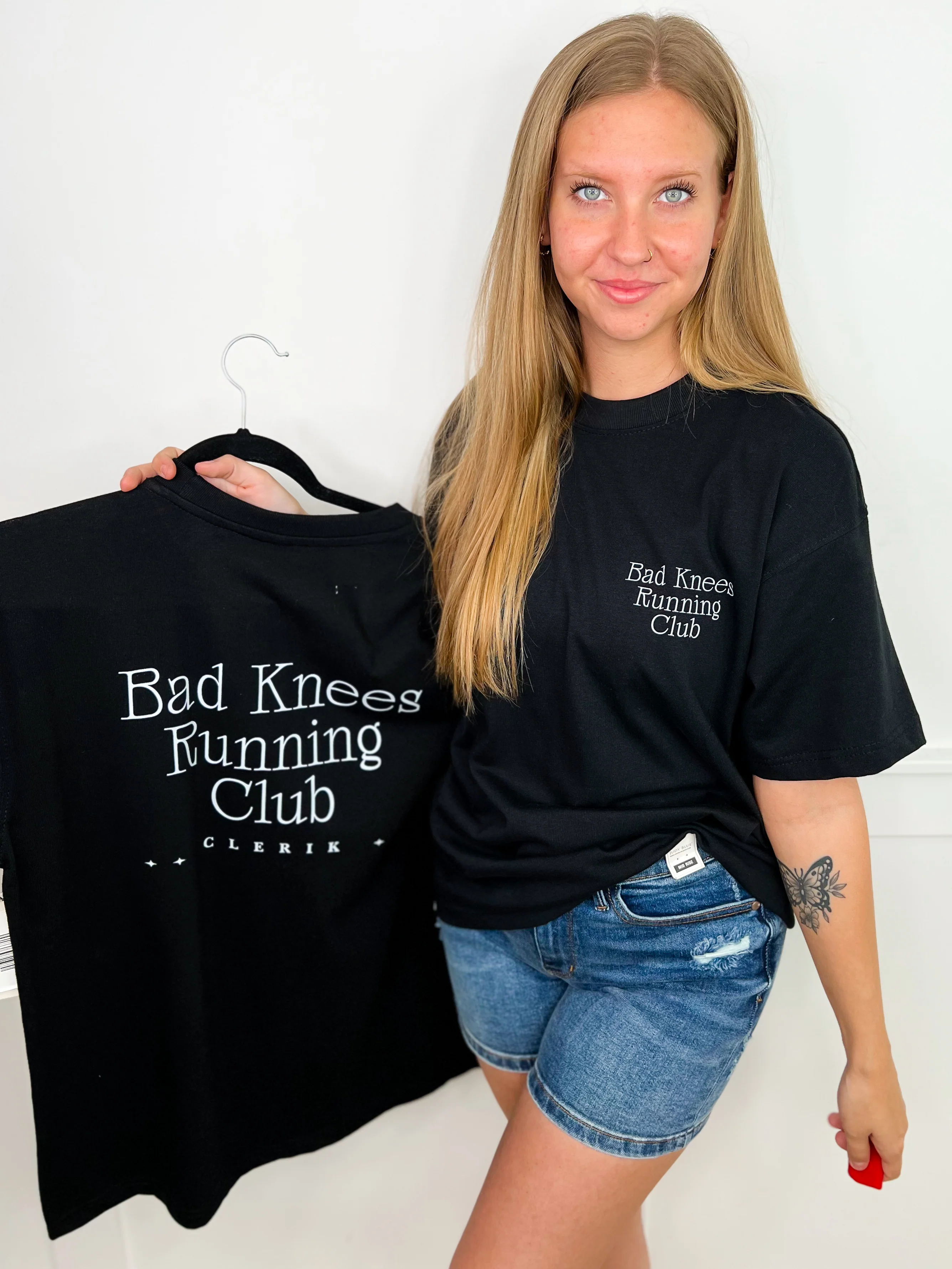 Running Club Cotton Short Sleeve Black Avery Mae Graphic Tee Shirt