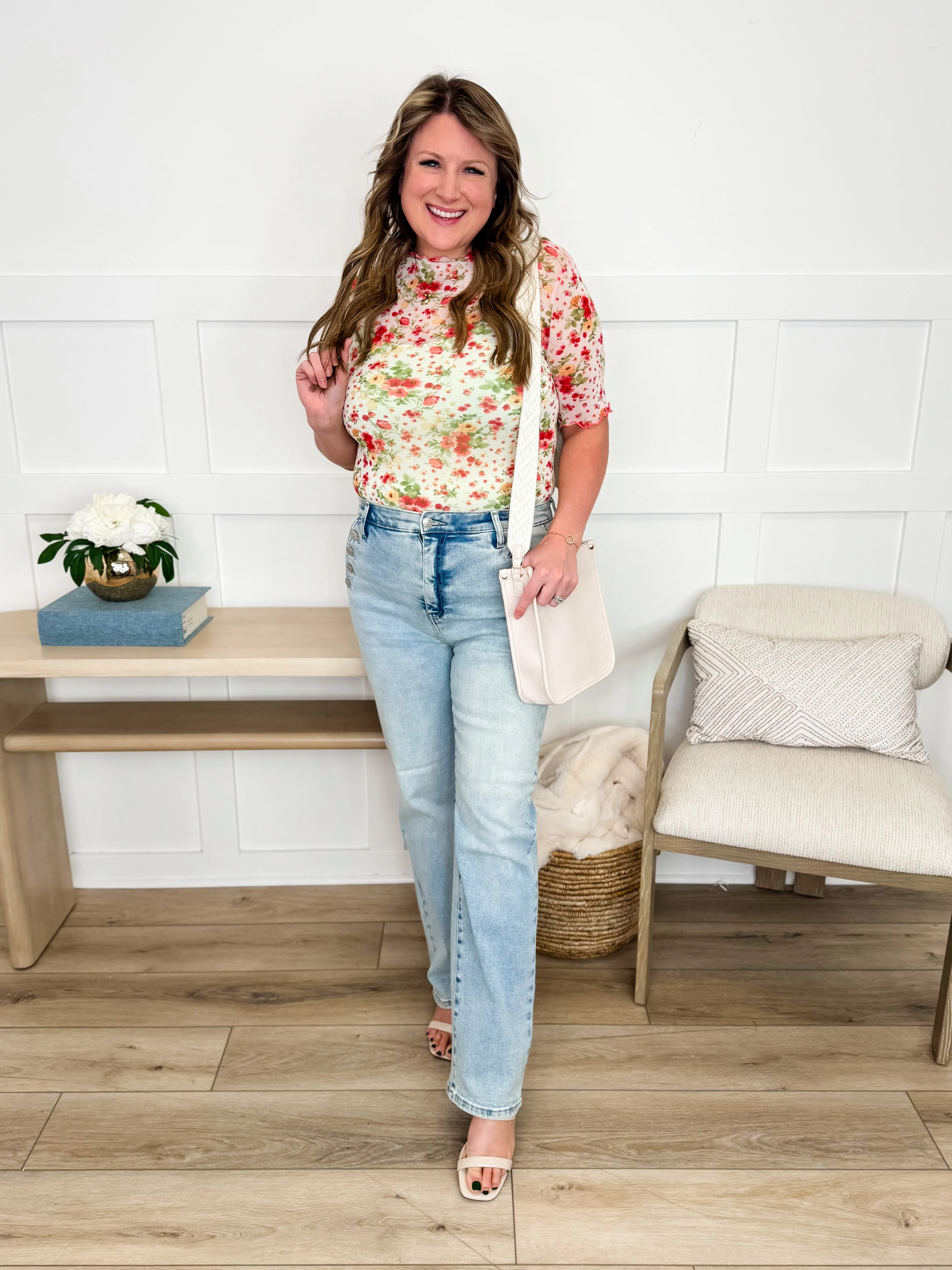 Said & Done Sheer Mesh Short Sleeve Ivory Avery Mae Top - Image 3