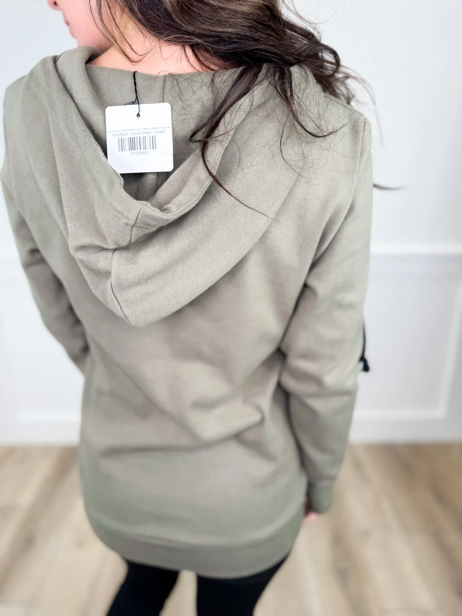 Savoring Simplicity Cotton Blend Long Sleeve Olive Avery Mae Half Zip Hoodie Sweatshirt - Image 2