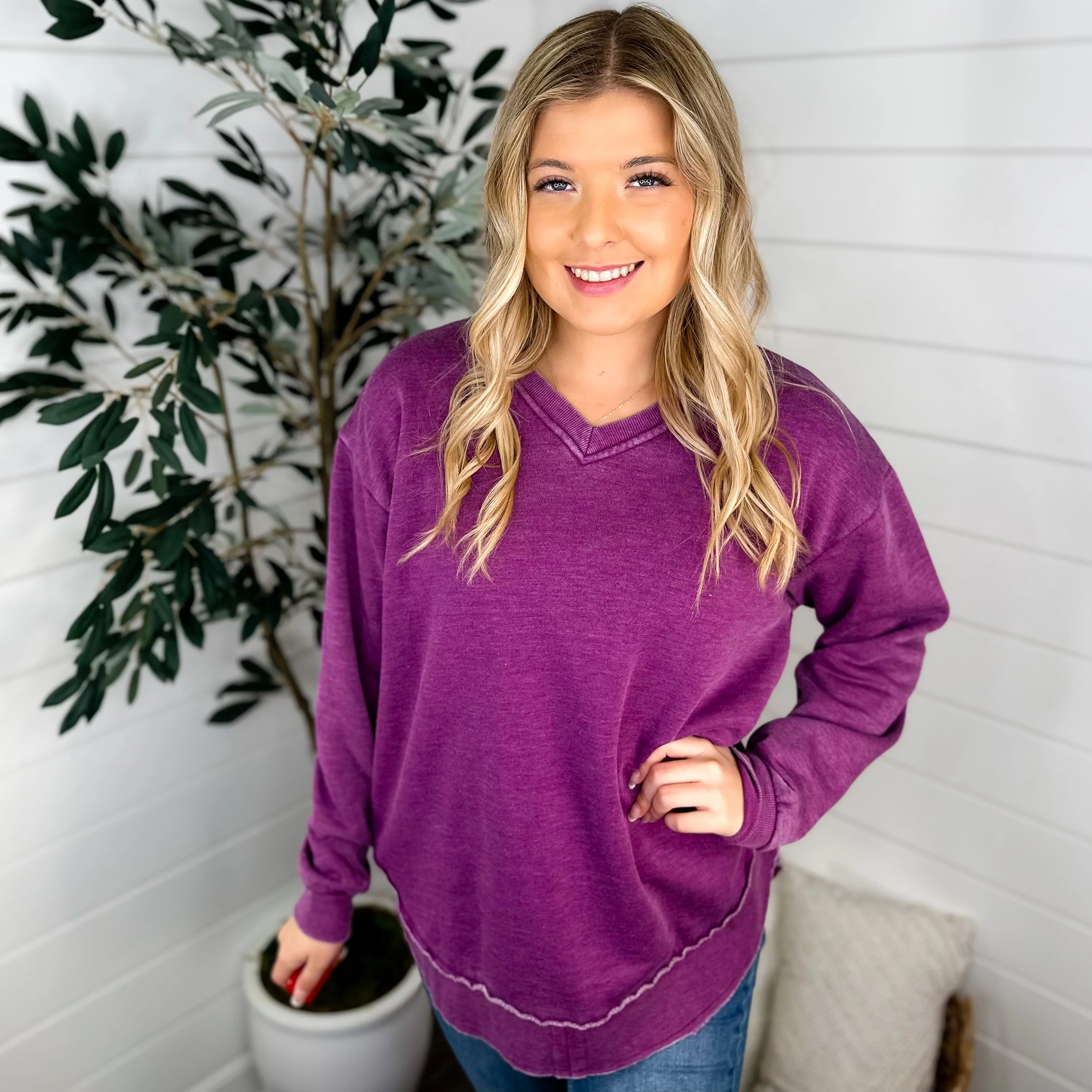 Searching For You Cotton Blend Long Sleeve Avery Mae Weekender Top - 3 colors! - Image 2