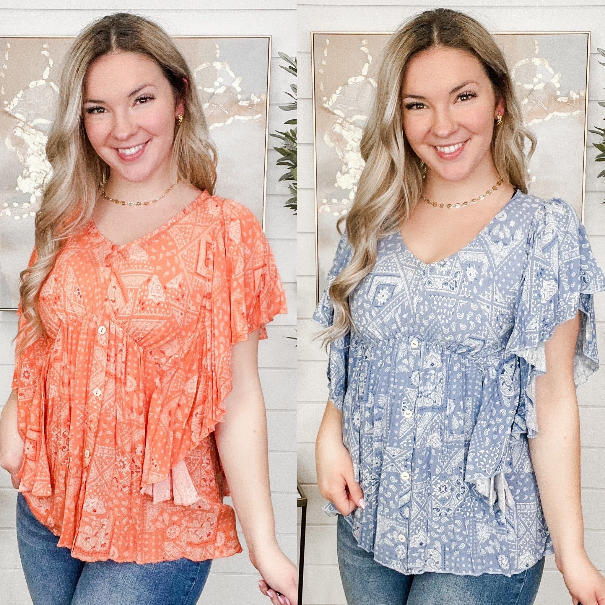 Send You Walking Short Sleeve Paisley Avery Mae Top - 2 colors!