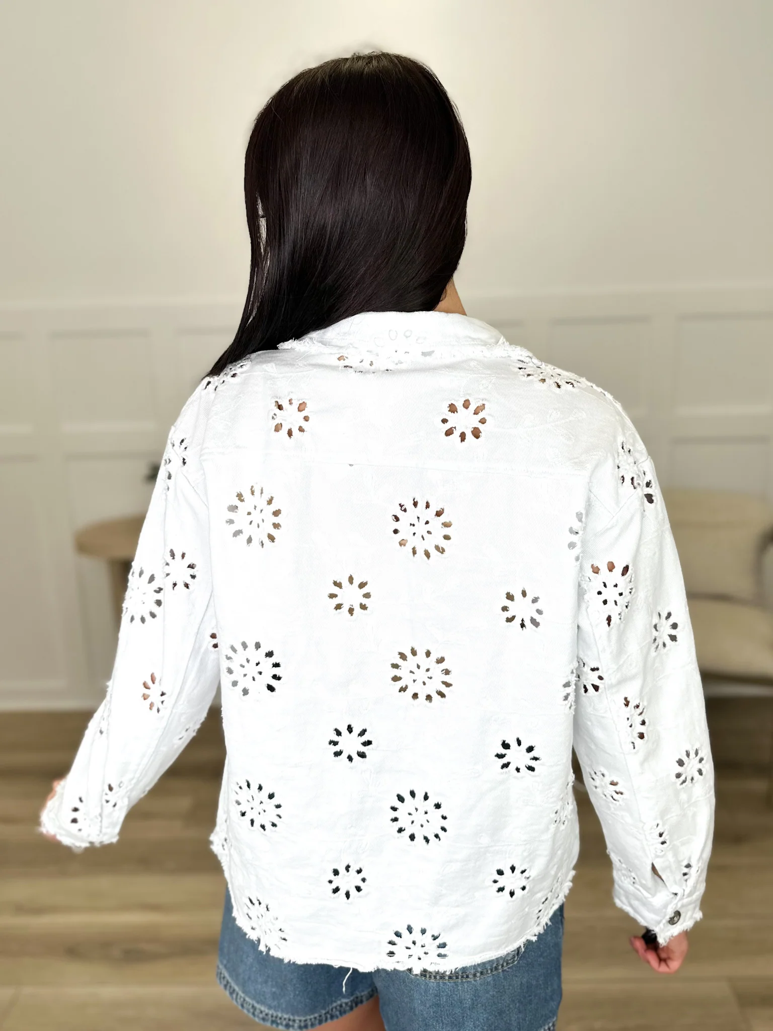 Sew In Love Seems Like Yesterday Cotton Long Sleeve White Denim Jacket - Image 2