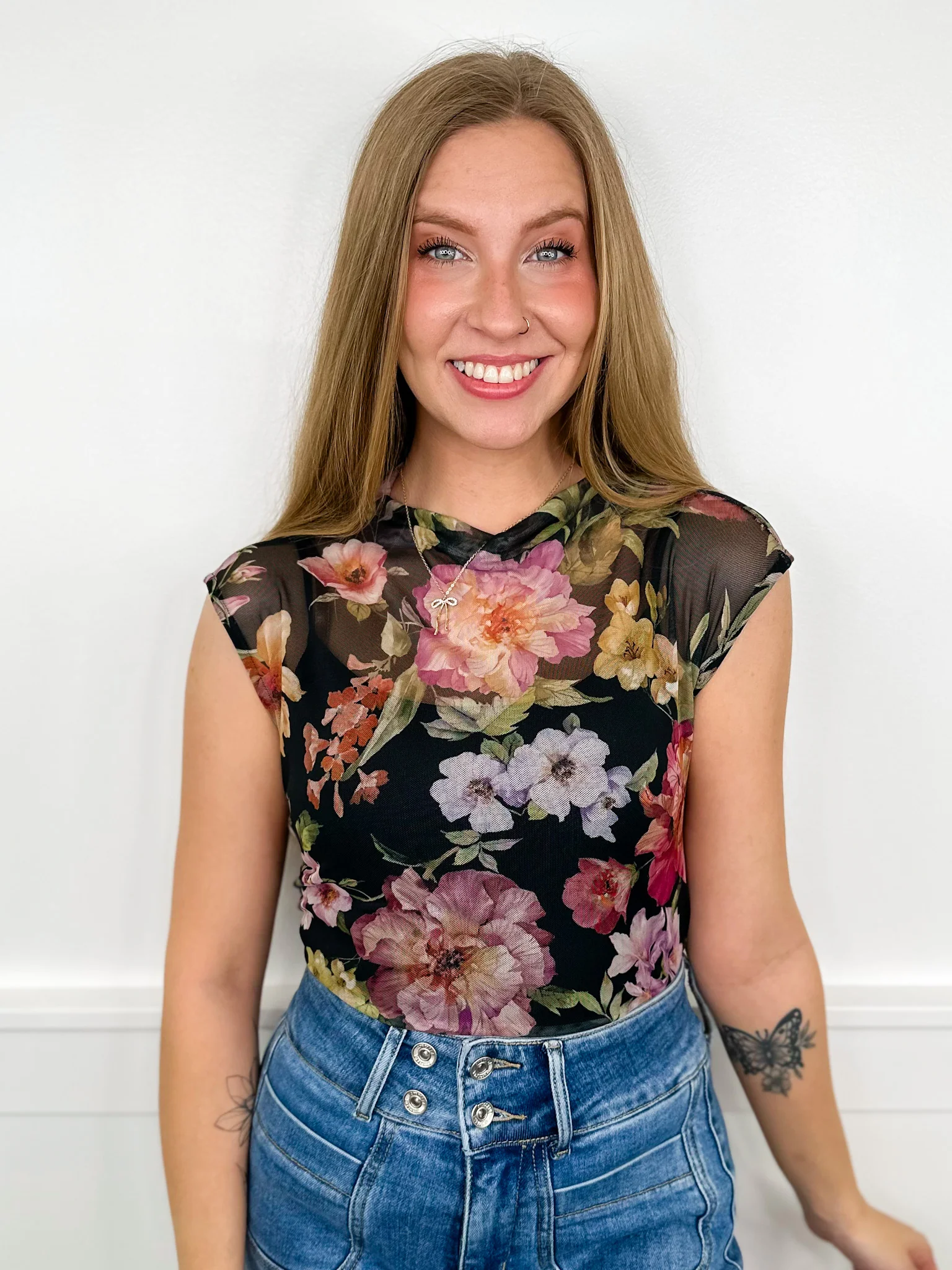 Sew in Love Floral Flair Sheer Mesh Short Sleeve Top - 3 colors! - Image 4