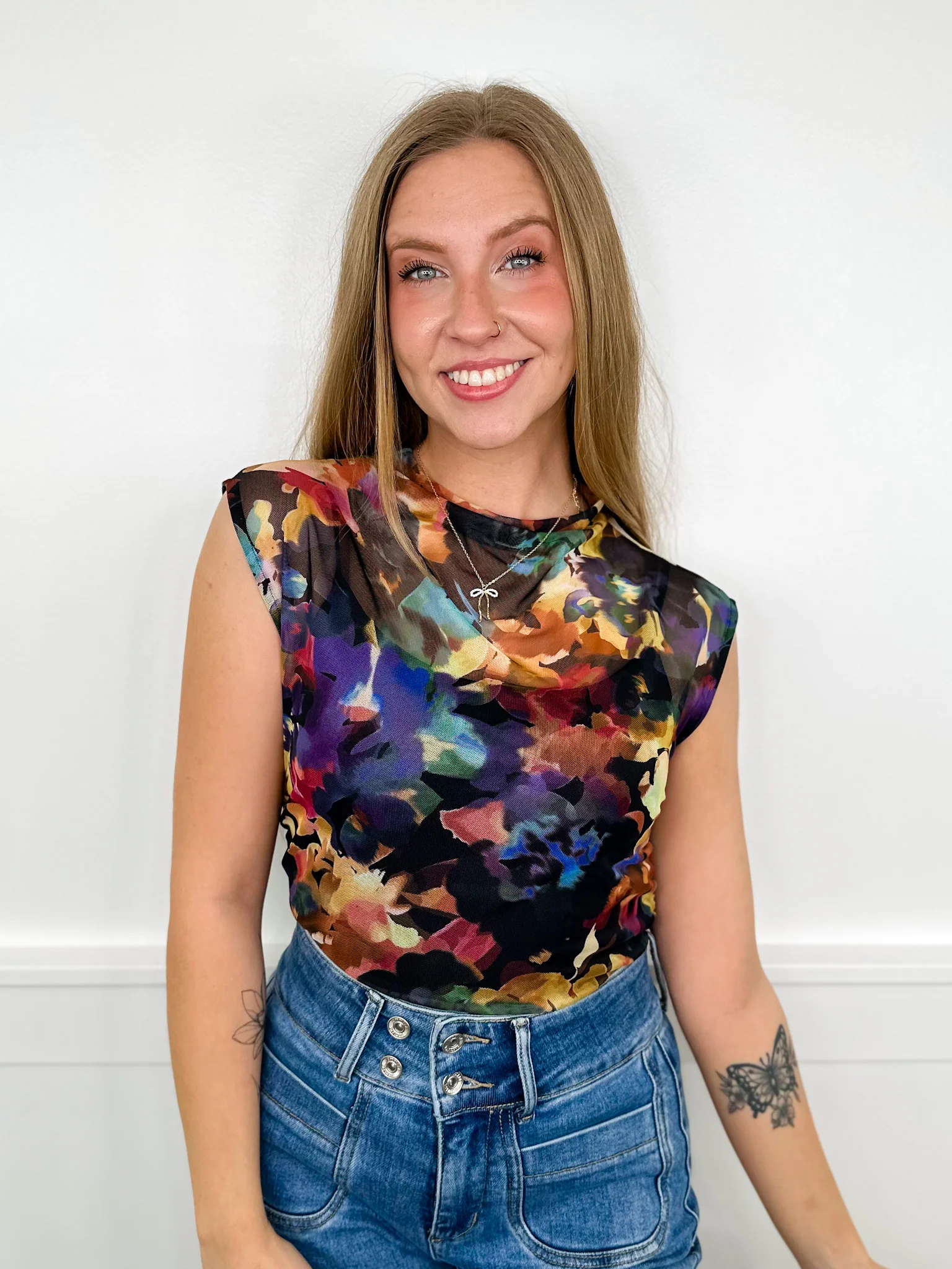 Sew in Love Floral Flair Sheer Mesh Short Sleeve Top - 3 colors! - Image 5