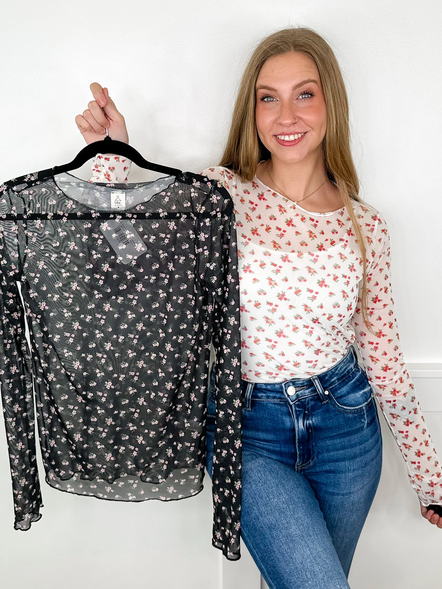 Sew In Love In Full Bloom Sheer Mesh Long Sleeve Top - 2 colors!