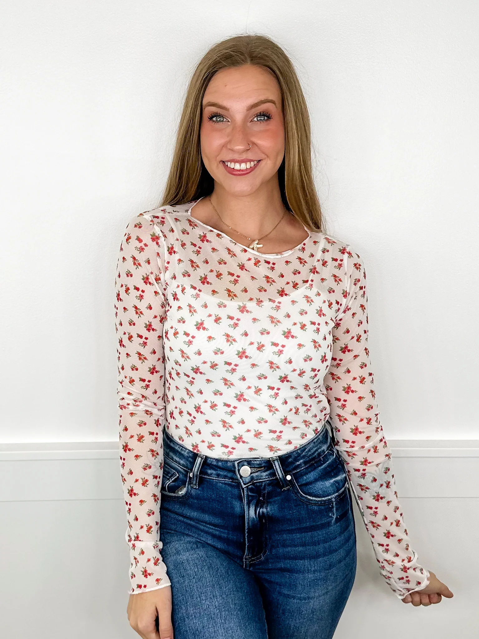 Sew In Love In Full Bloom Sheer Mesh Long Sleeve Top - 2 colors! - Image 2