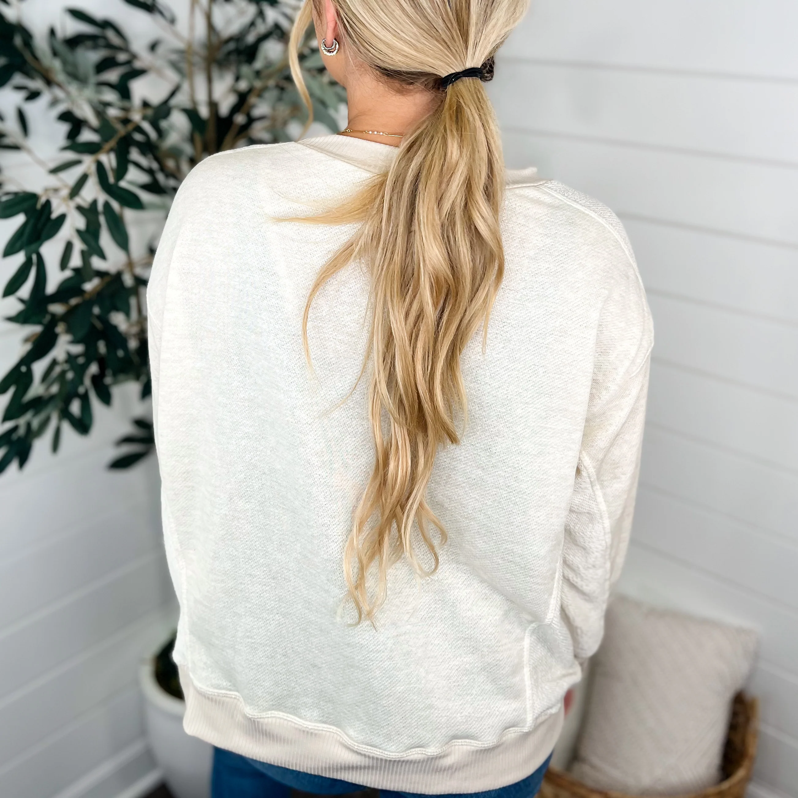 Sew In Love See it Through Cotton Blend Long Sleeve Cream Top - Image 2