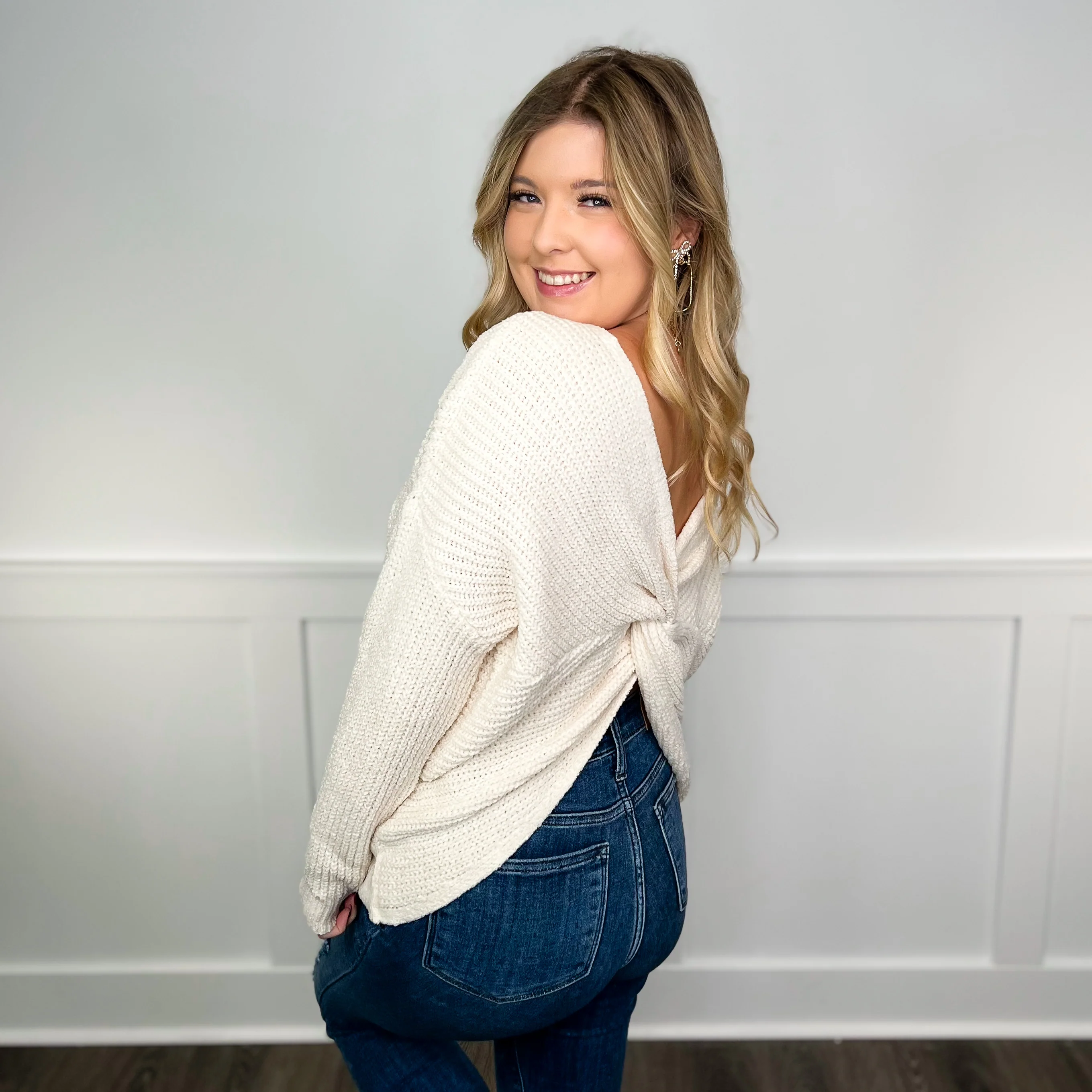 Sew In Love Thinkin' About Me Knit Long Sleeve Cream Sweater Top - Image 2