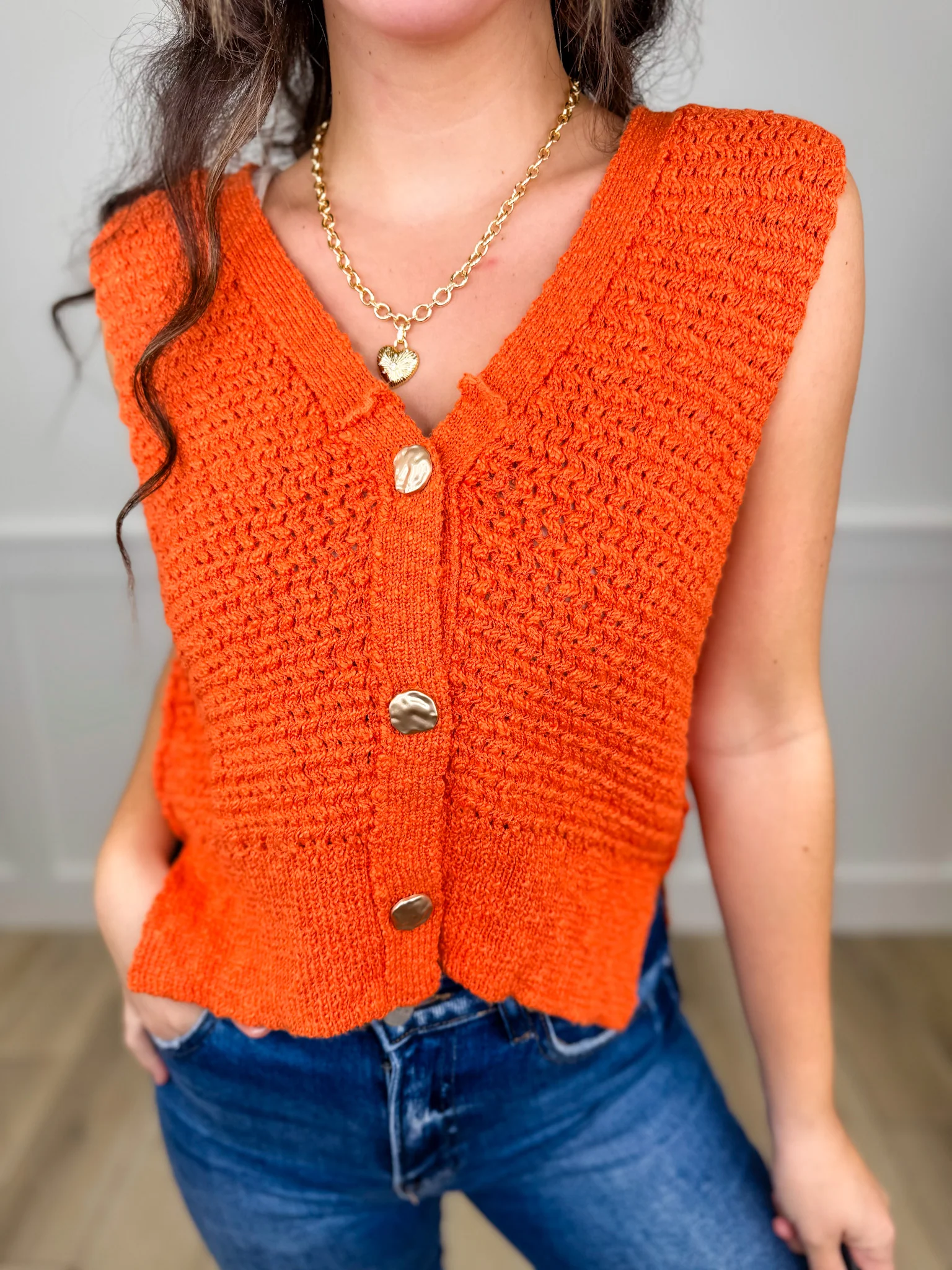 Sew In Love This I Know Knit Cotton Blend Button Up Sweater Vest - 2 colors! - Image 3