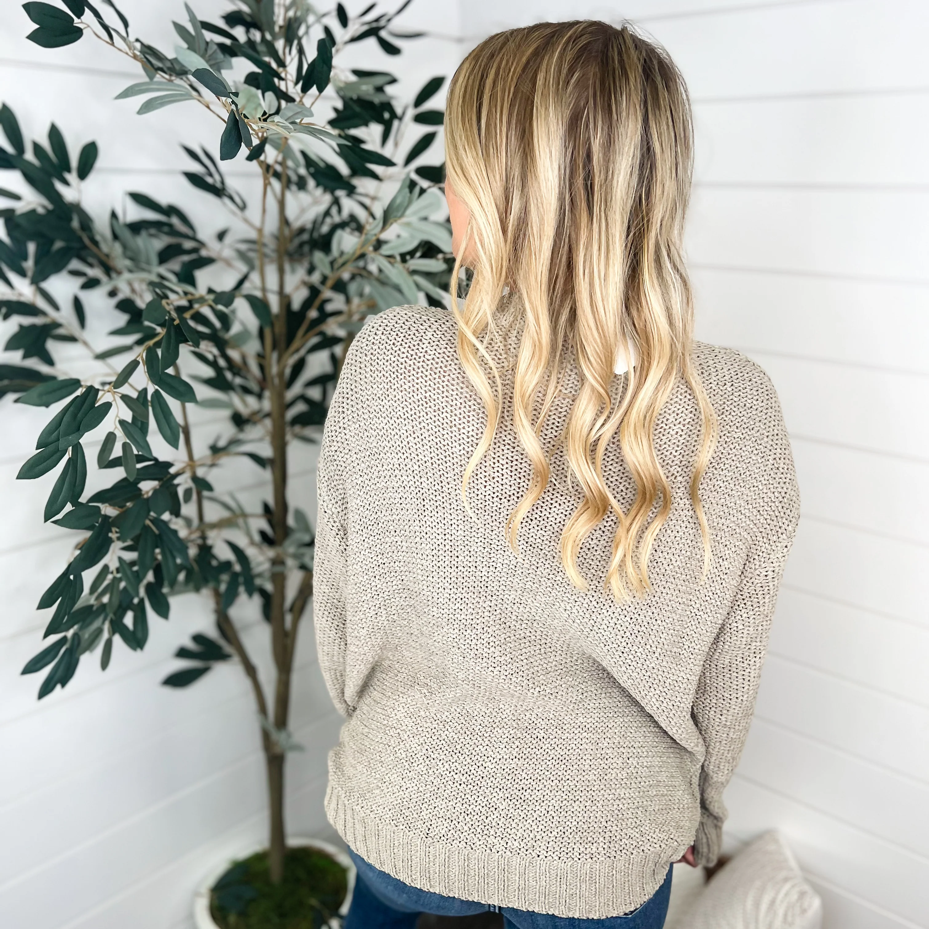Sew In Love Time Keeps Slipping Knit Long Sleeve Taupe Sweater Top - Image 3