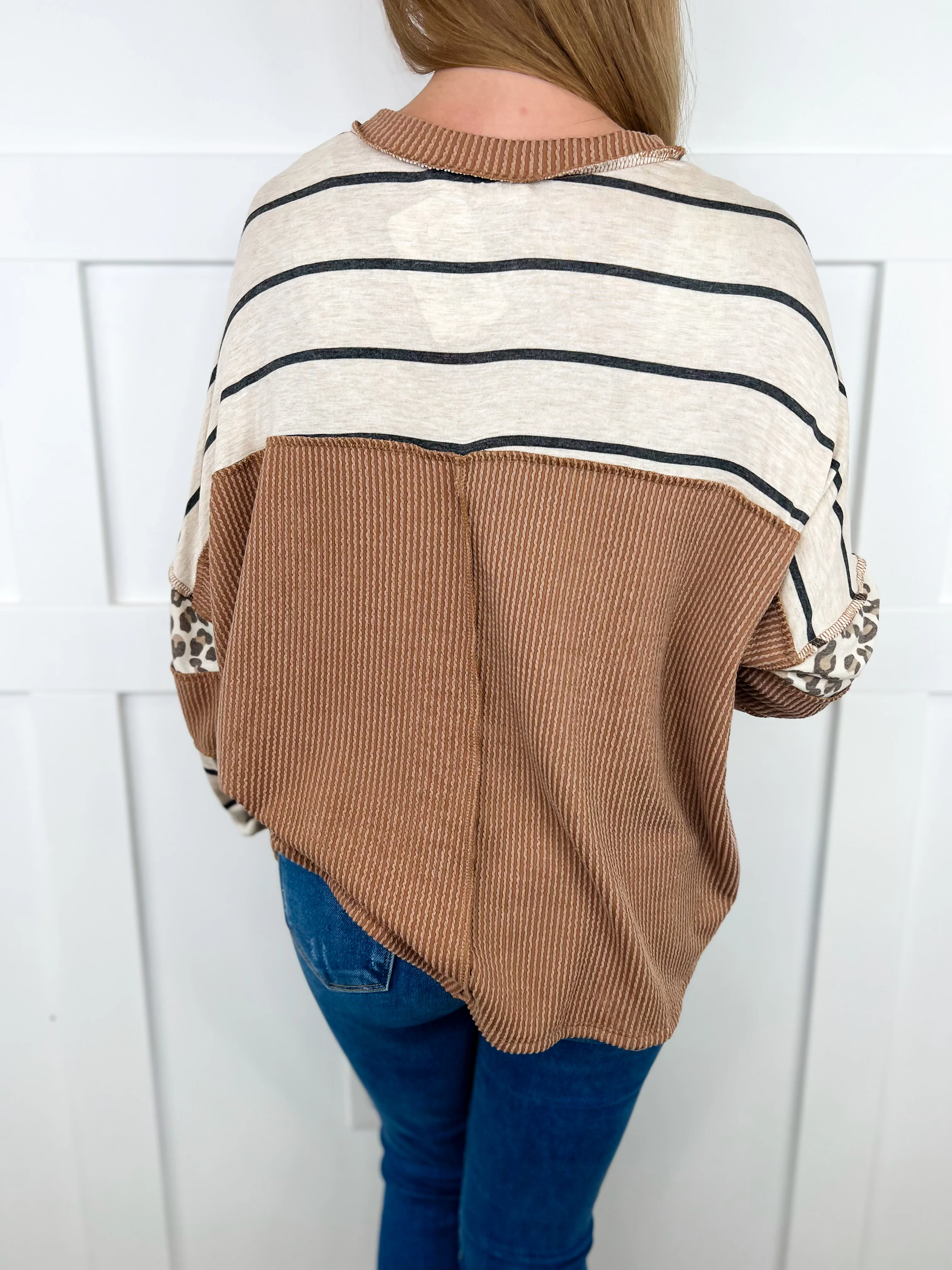 Should Have Walked Away Ribbed Long Sleeve Tan Avery Mae Top - Image 2