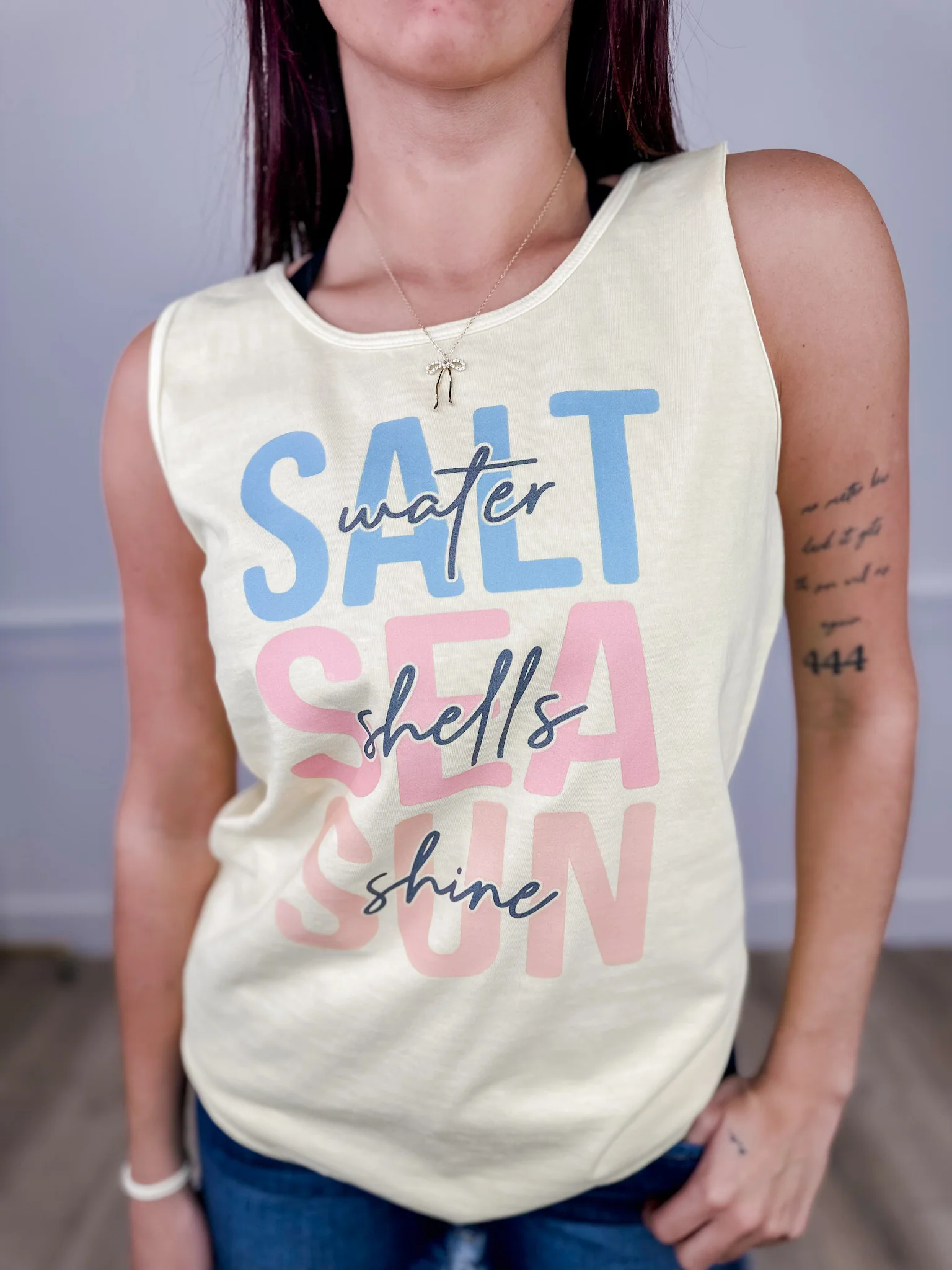 Simple Summer Ingredients Cotton Yellow Avery Mae Graphic Tank Top (Comfort Colors)