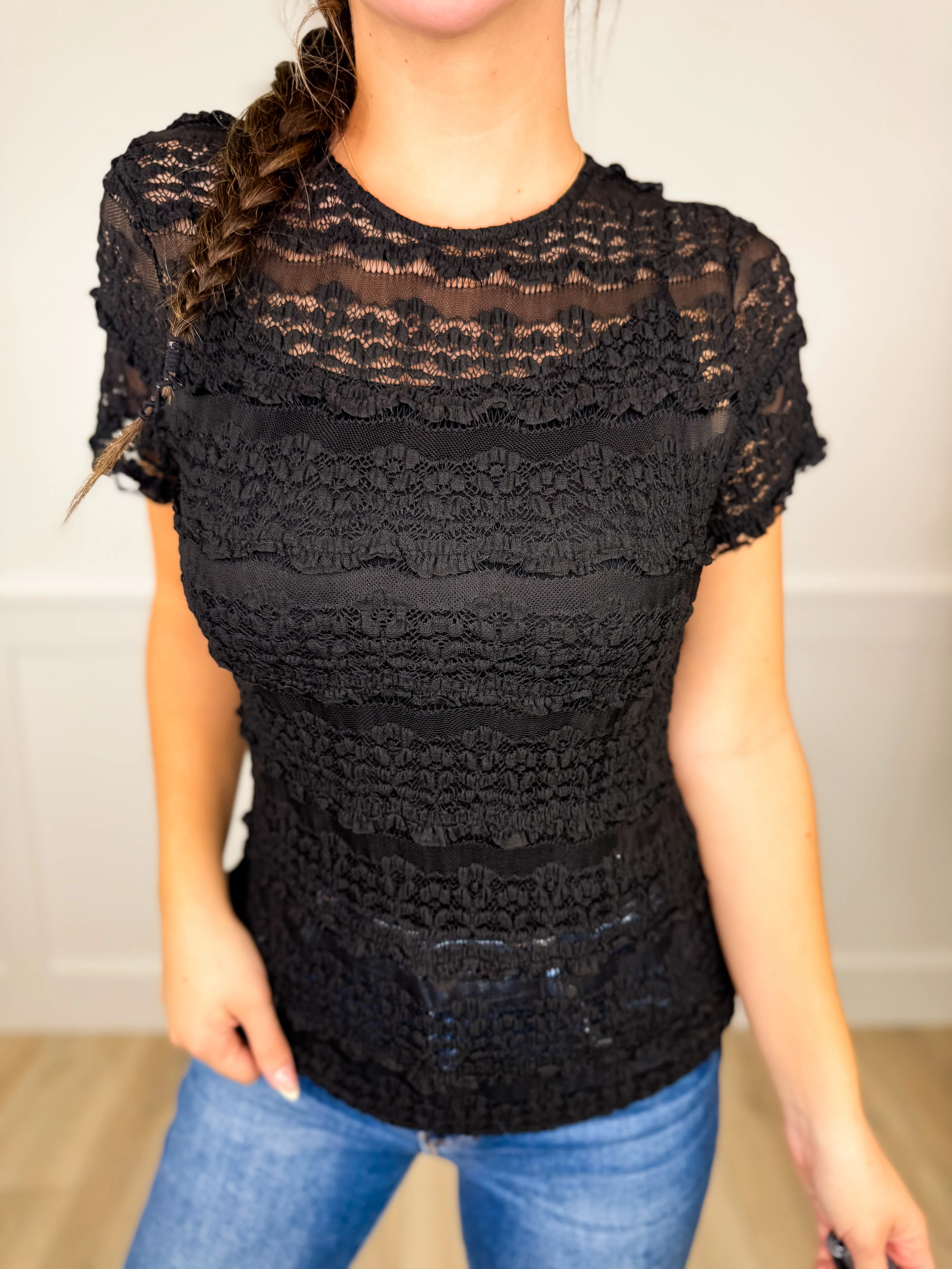Simply Misunderstood Lace Short Sleeve Avery Mae Top - 2 colors! - Image 2
