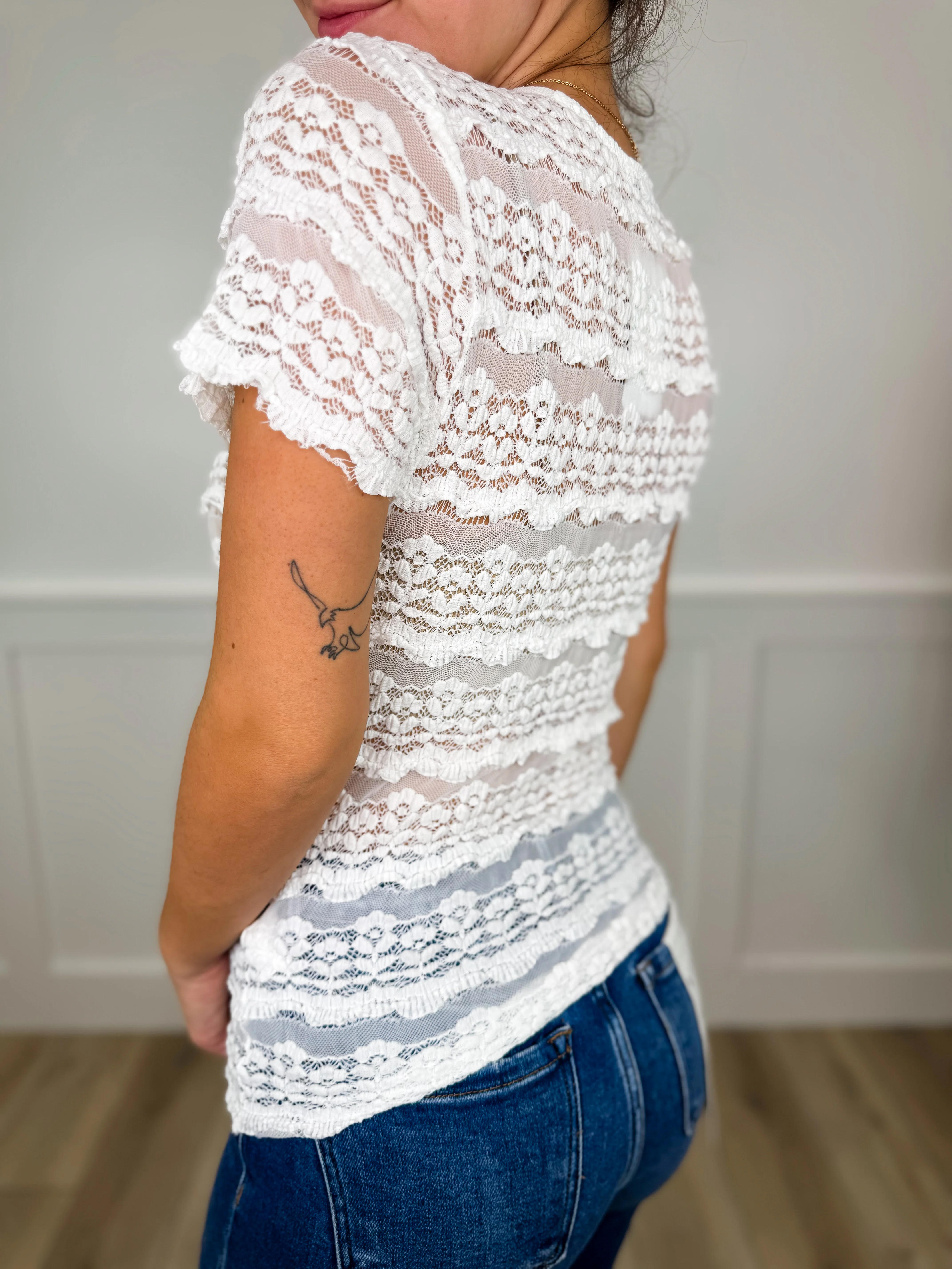 Simply Misunderstood Lace Short Sleeve Avery Mae Top - 2 colors! - Image 3
