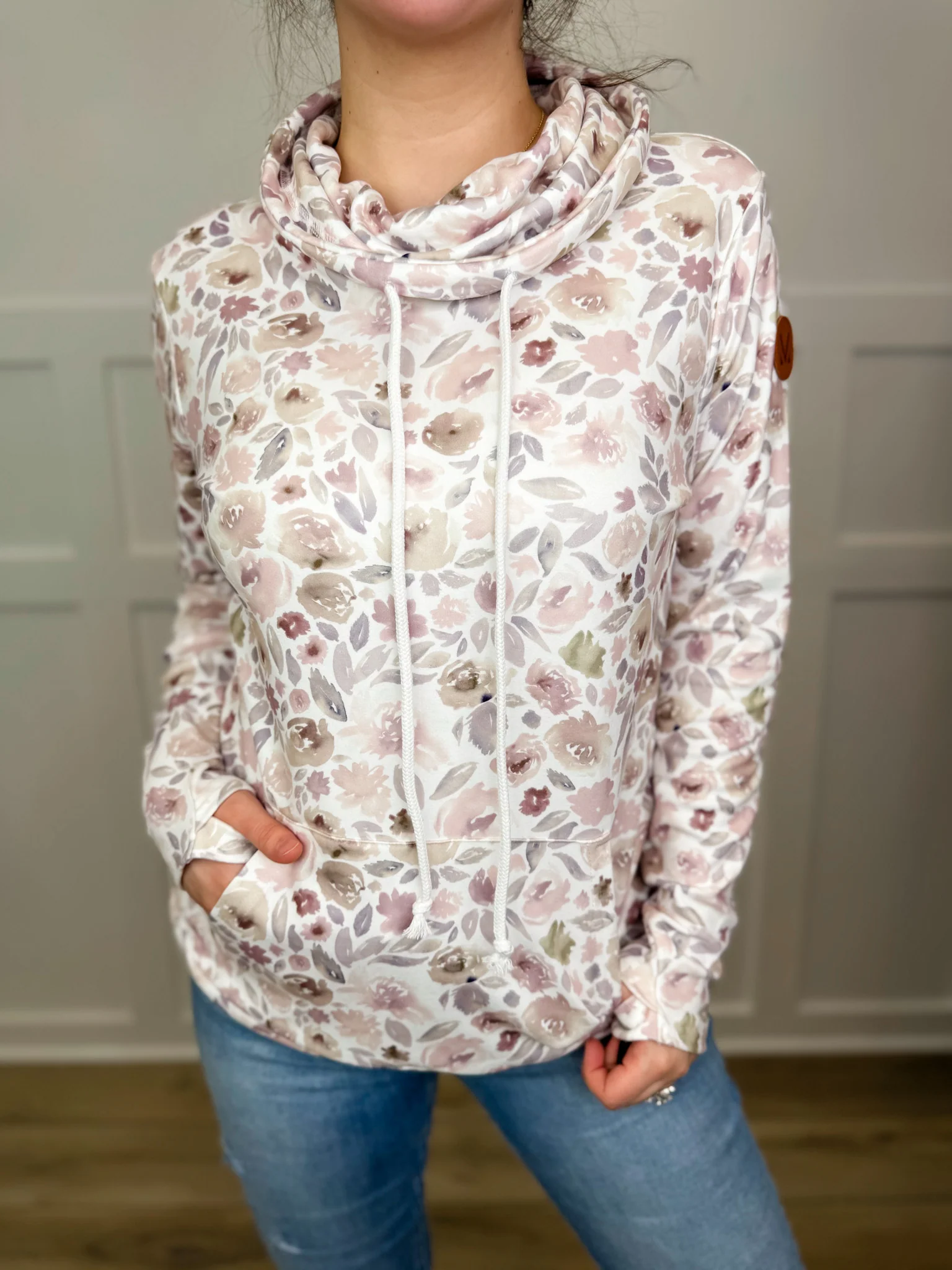 Simply the Way You Are Long Sleeve White Avery Mae Cowl Neck Sweatshirt - Image 3